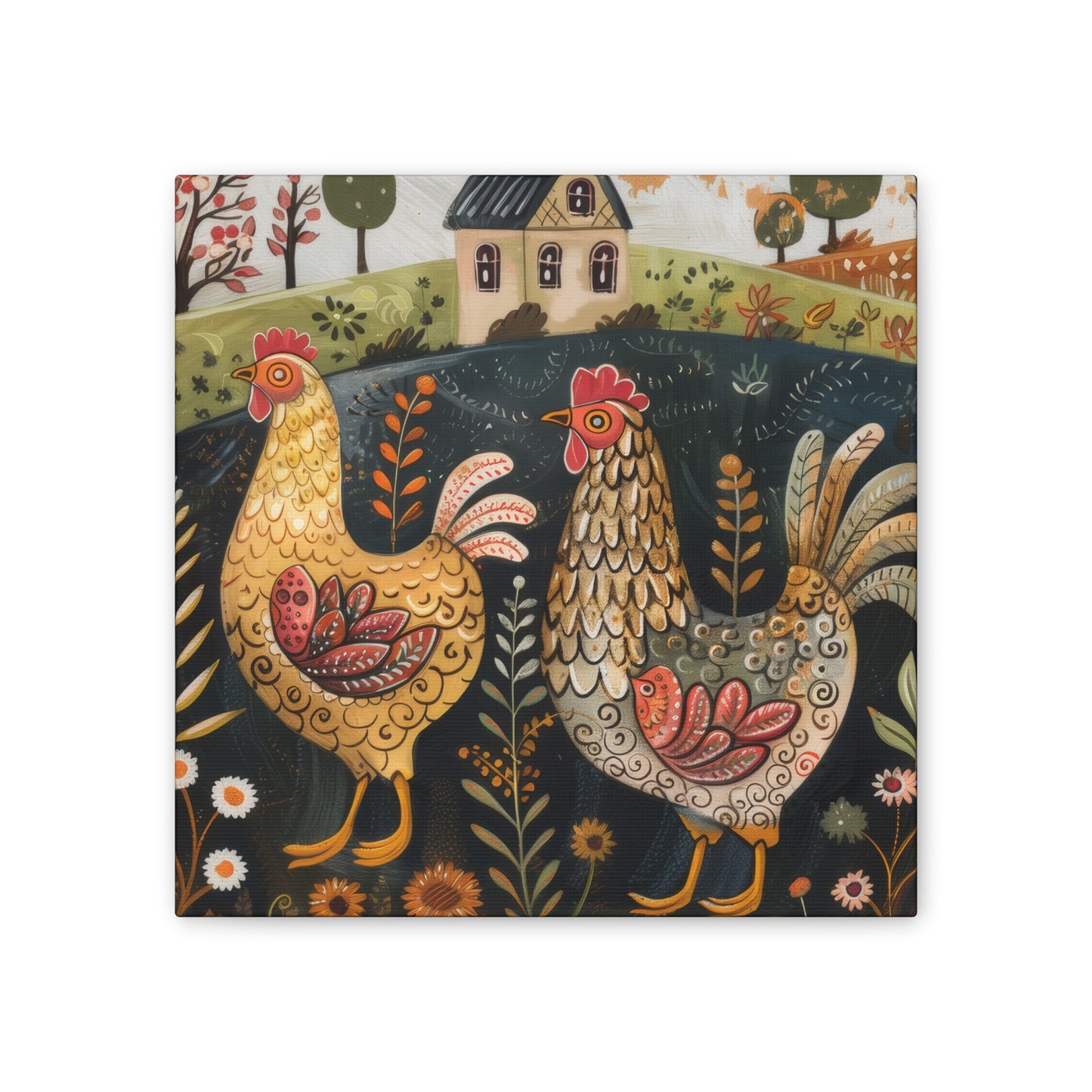 Chickens - Canvas Stretched, 0.75" - Canvas Stretched, 0.75"