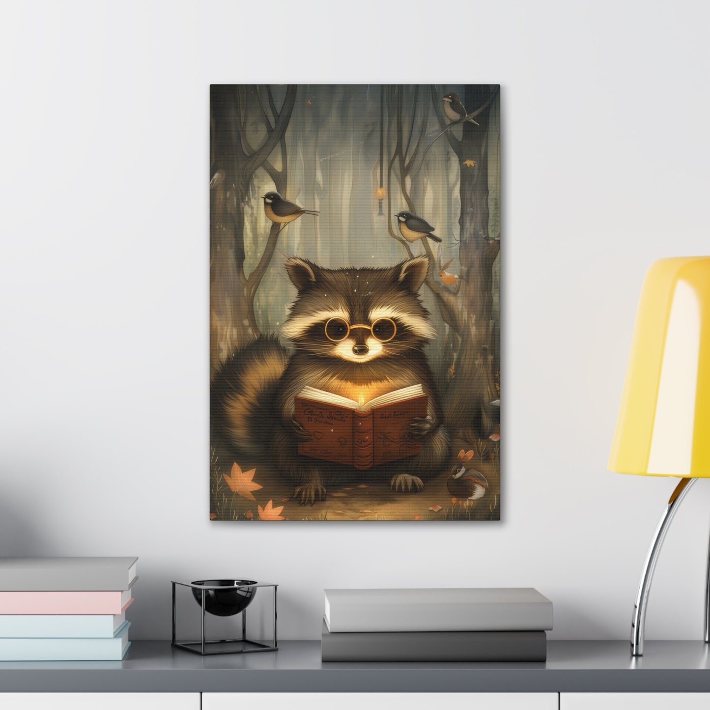 Raccoon in Spectacles - Canvas Stretched, 0.75"