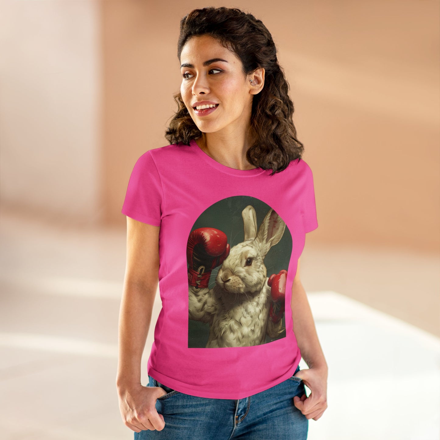 Boxing Rabbit - Women's Midweight Cotton Tee