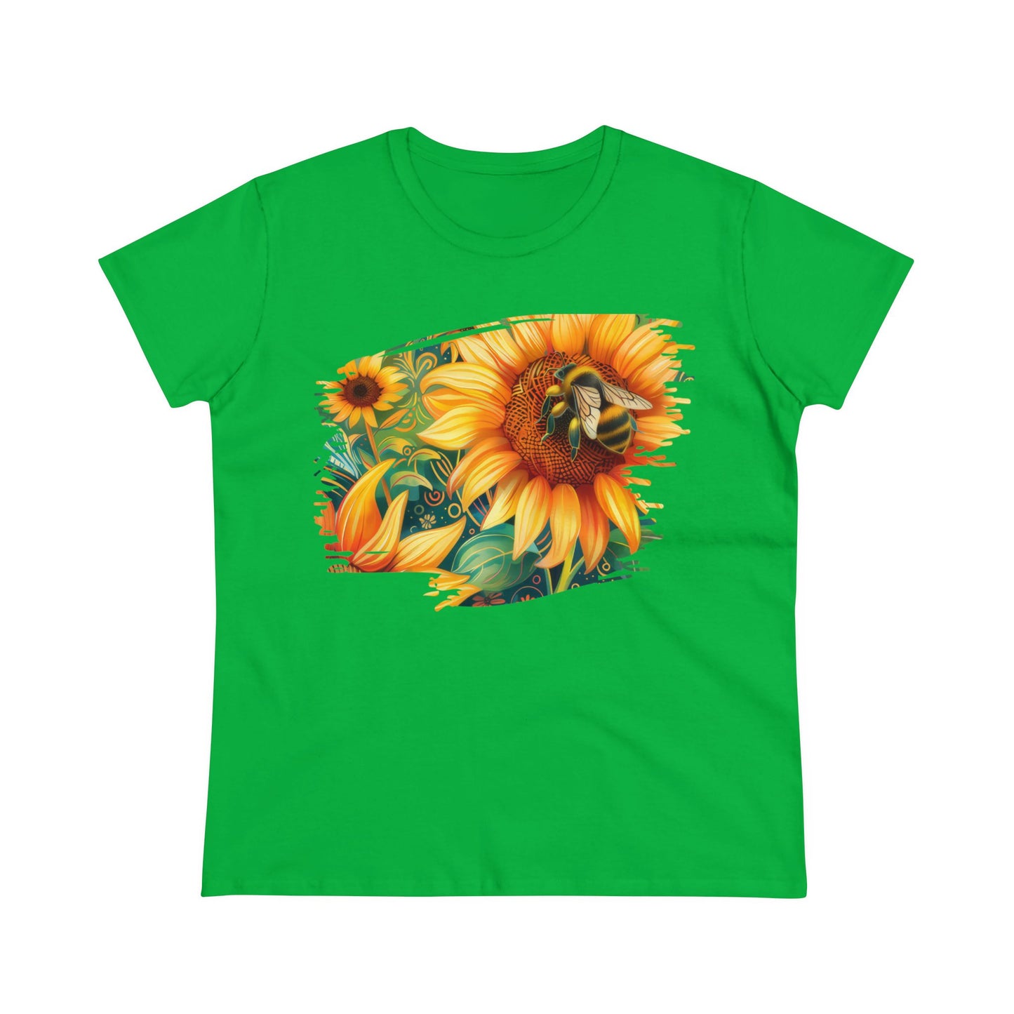 Sunflowers and Bee - Women's Midweight Cotton Tee