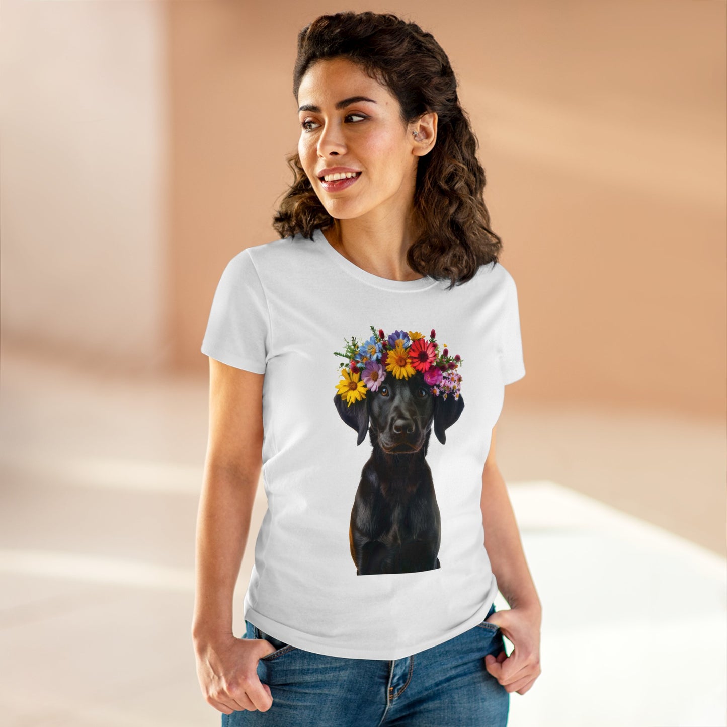 Dog's Flower Crown - Women's Midweight Cotton Tee