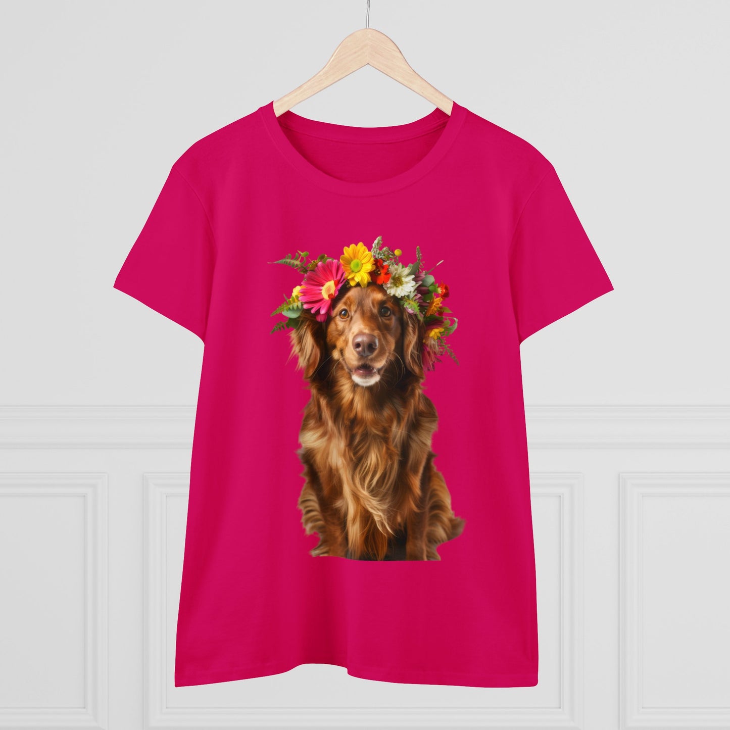 Dog's Flower Crown - Women's Midweight Cotton Tee