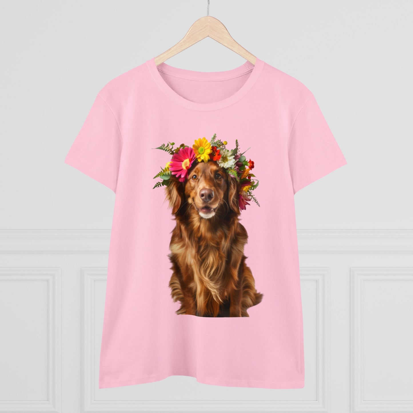 Dog's Flower Crown - Women's Midweight Cotton Tee