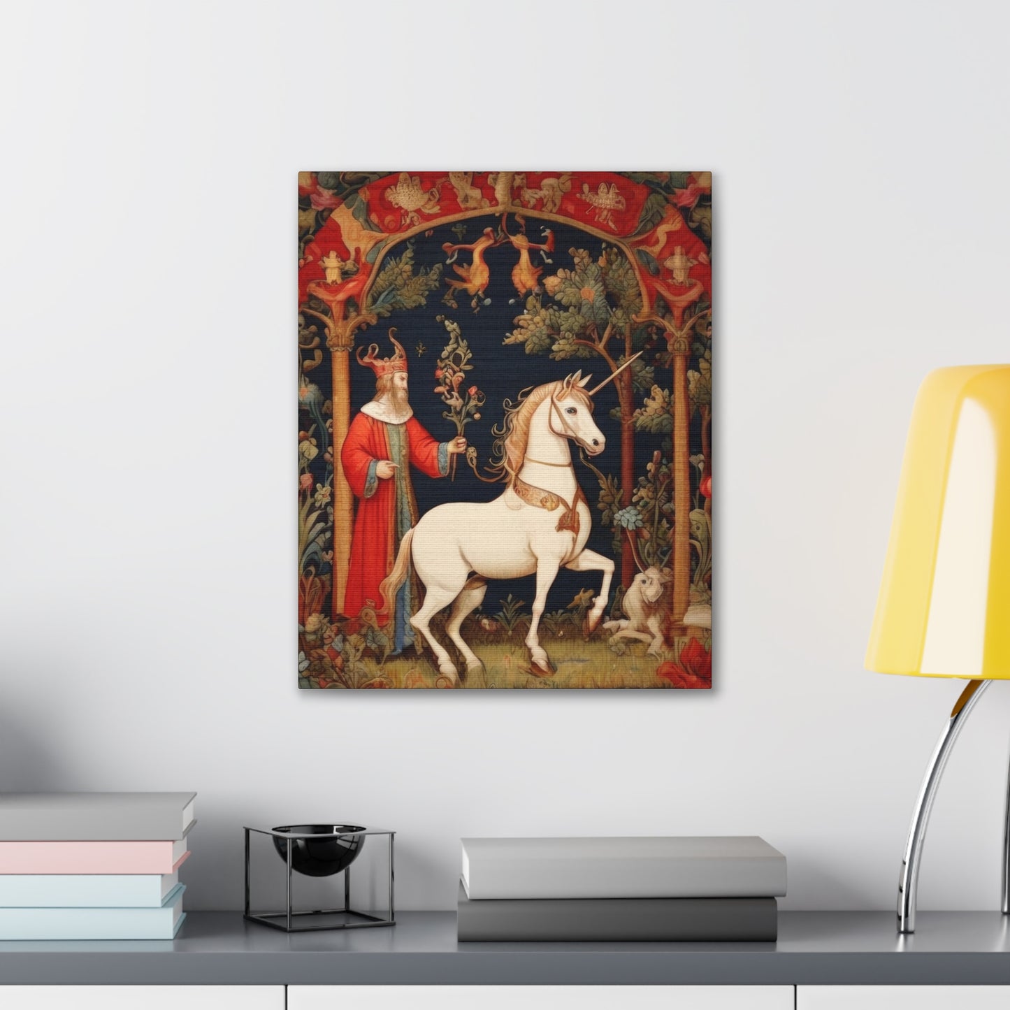 Wizard and the Unicorn Tapestry - Canvas Stretched, 0.75"