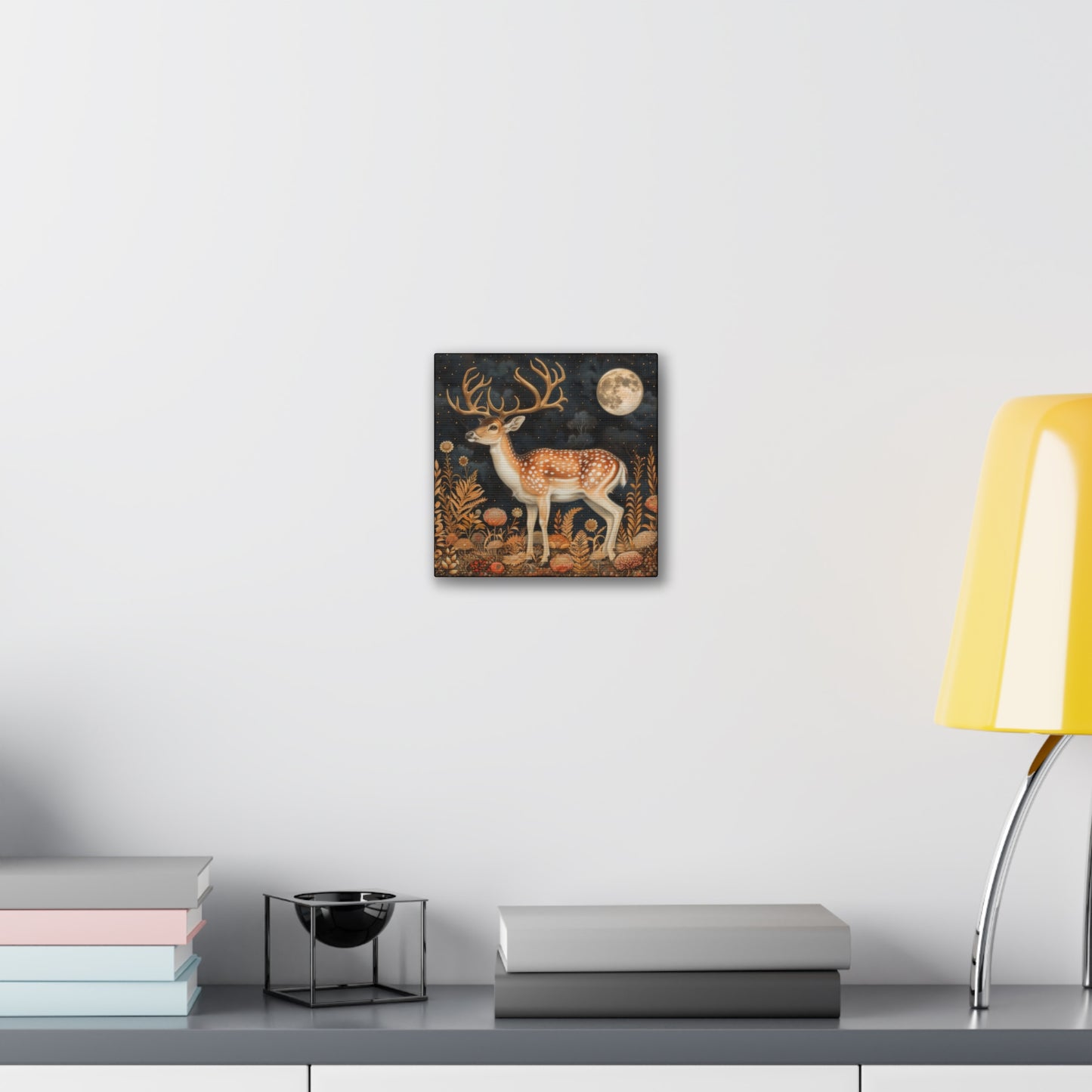 Deer and Moon - Canvas Stretched, 0.75"