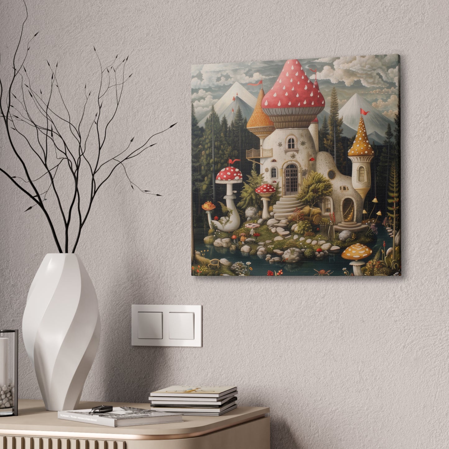 Mushroom House - Canvas Stretched, 0.75"