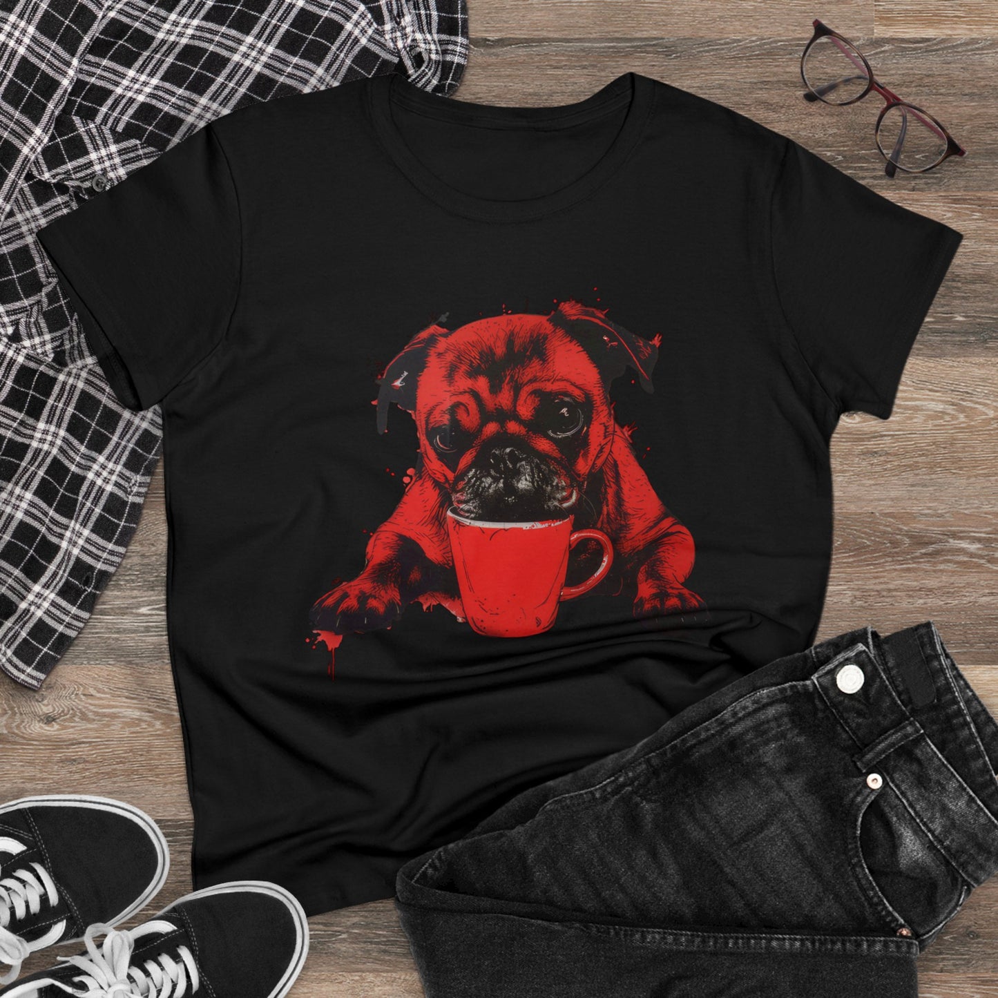 Dog Likes Coffee - Women's Midweight Cotton Tee