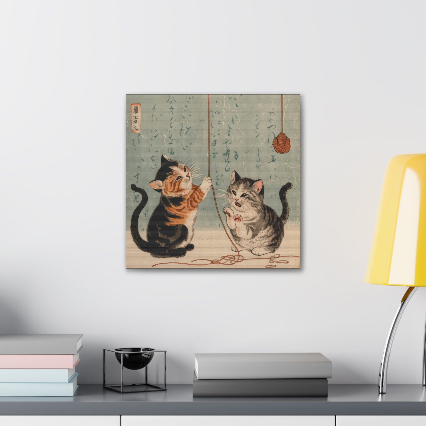 Japanese Woodblock Kitties - Canvas Stretched, 0.75" - Canvas Stretched, 0.75"