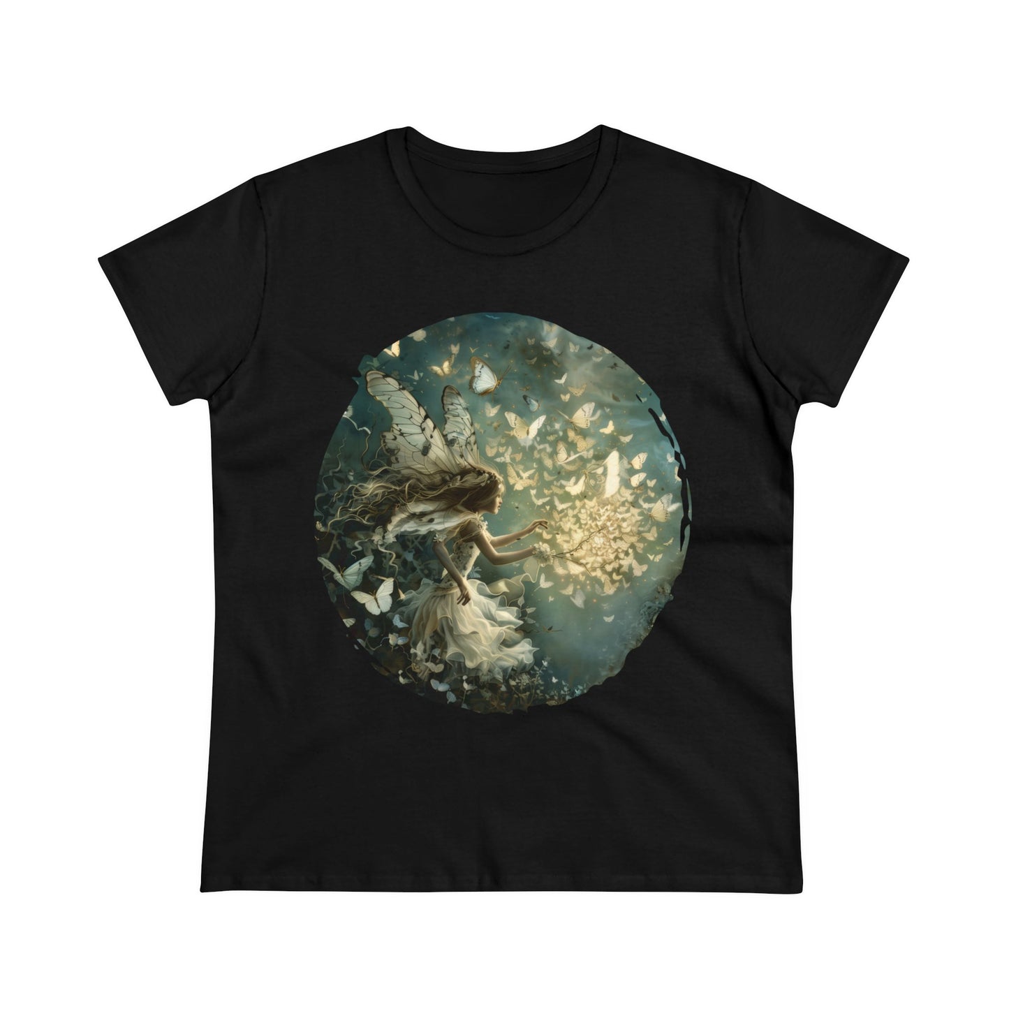 Fairy and Butterflies - Fantasy - Women's Midweight Cotton Tee