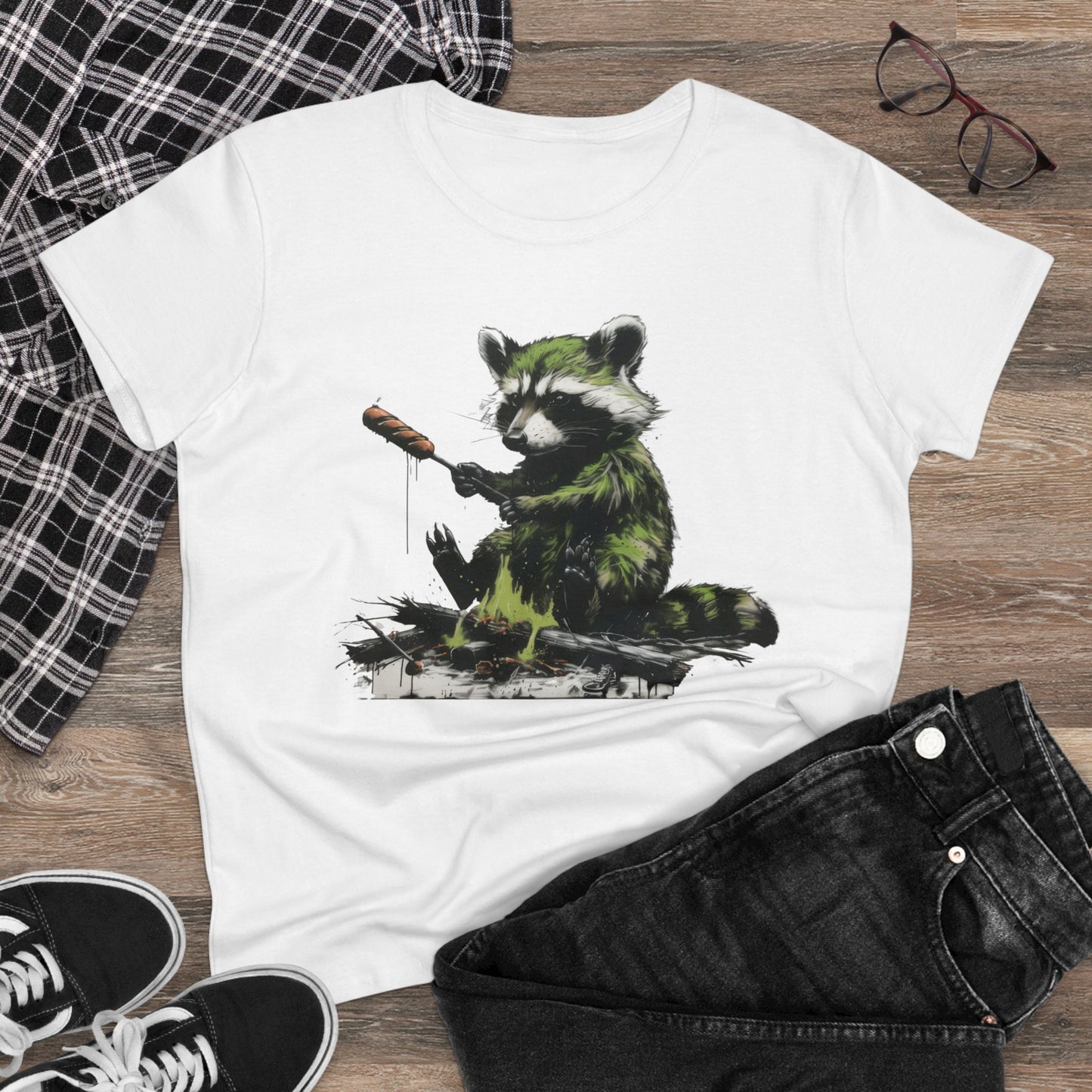 Raccoon Cookout - Women's Midweight Cotton Tee