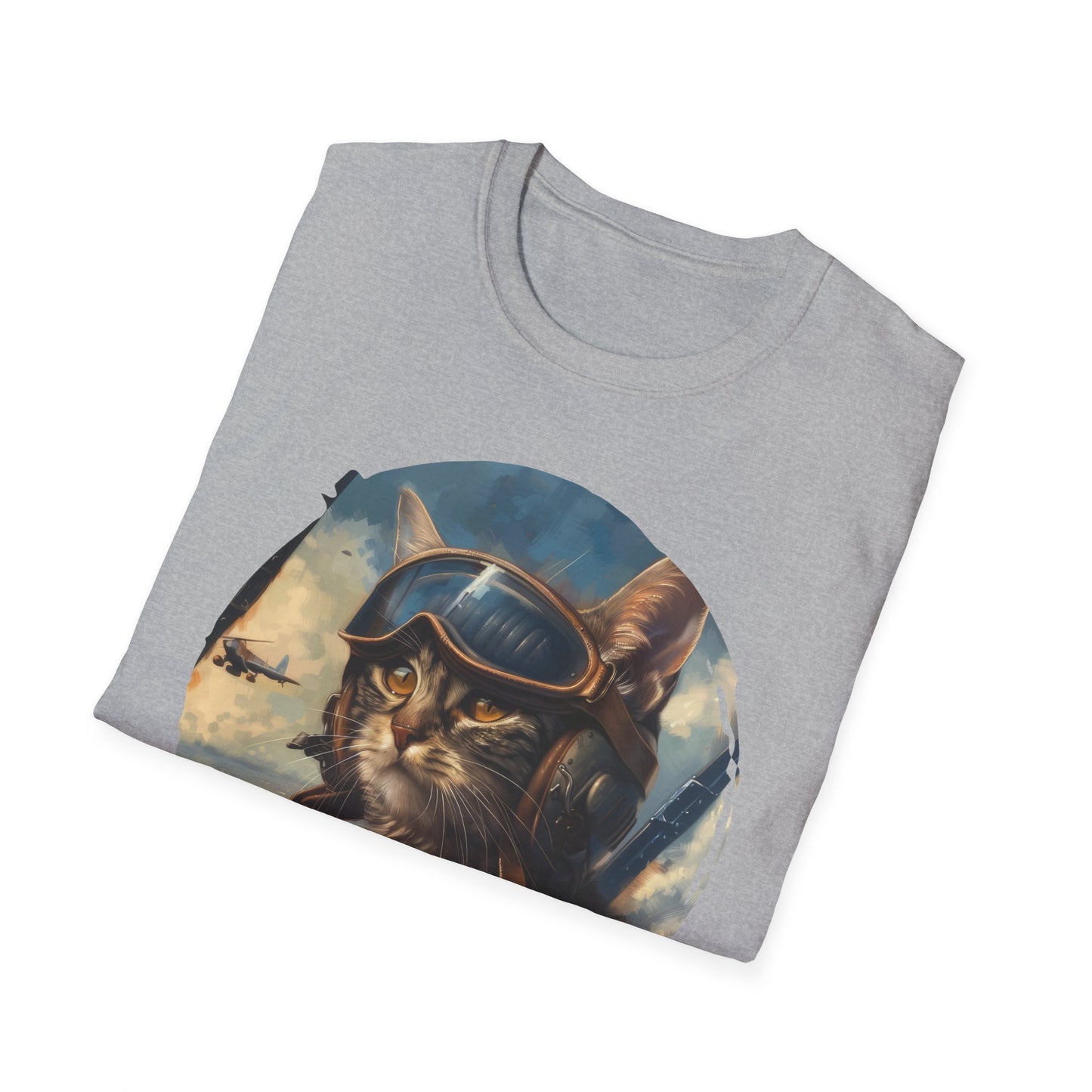 Cat Fighter Pilot - Unisex Softstyle T-Shirt