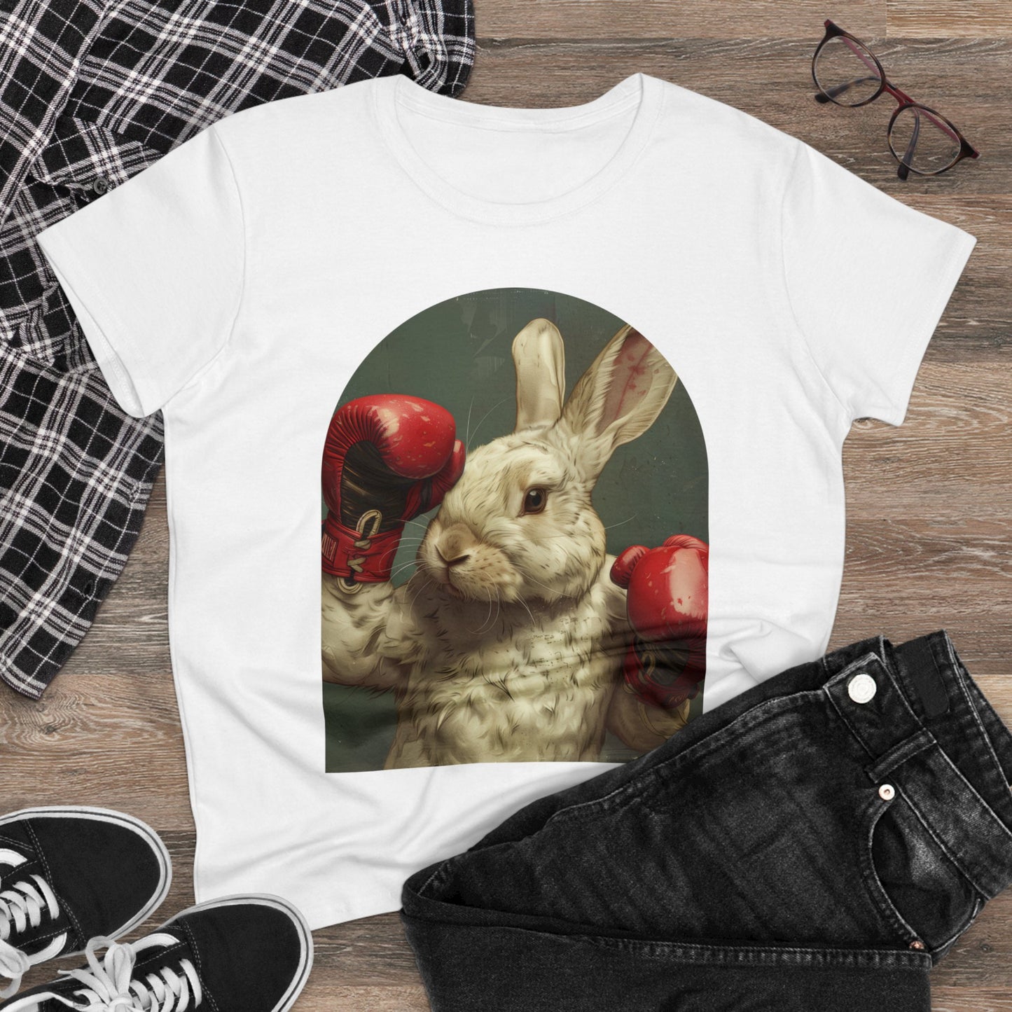 Boxing Rabbit - Women's Midweight Cotton Tee