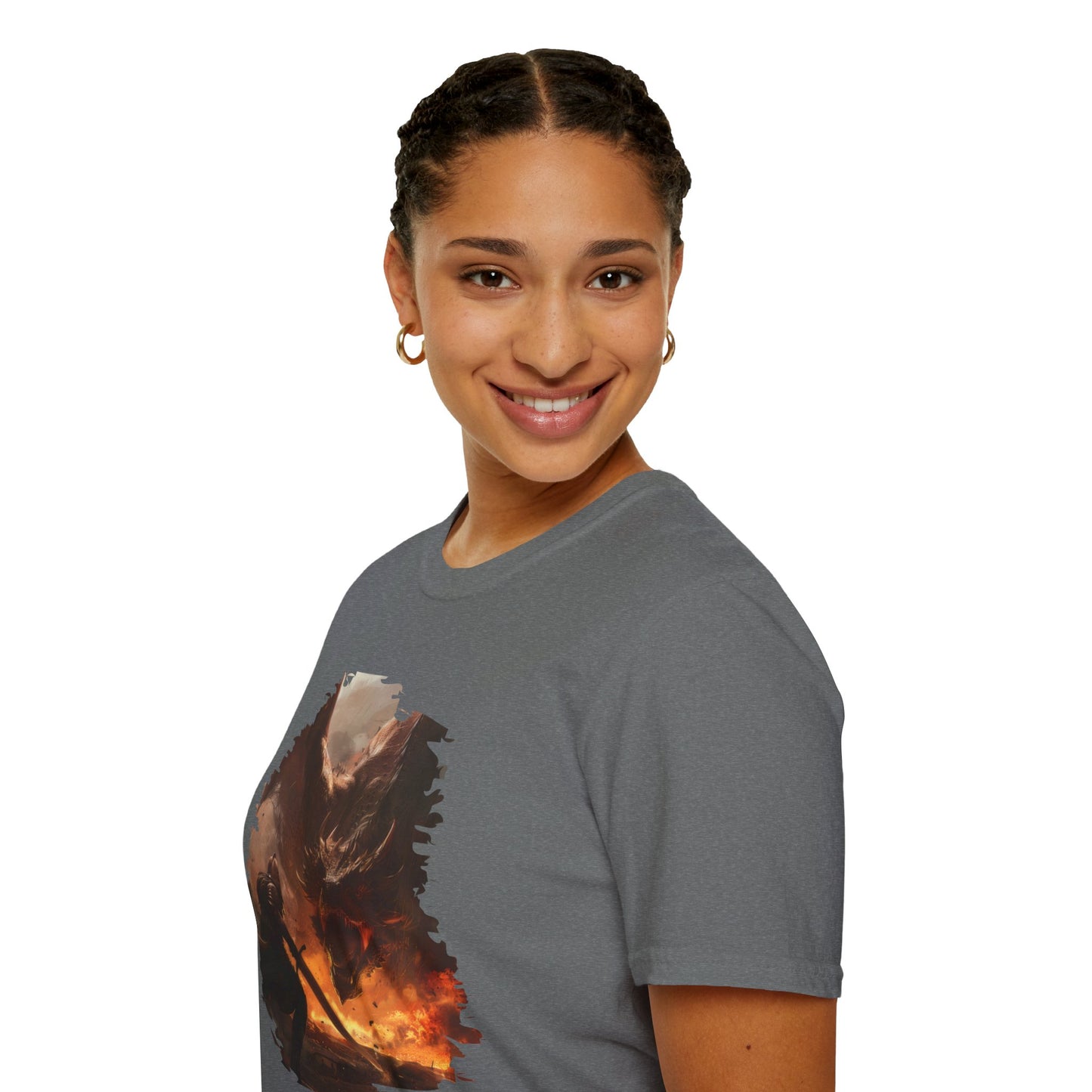 Fighter and Dragon - Unisex Softstyle T-Shirt