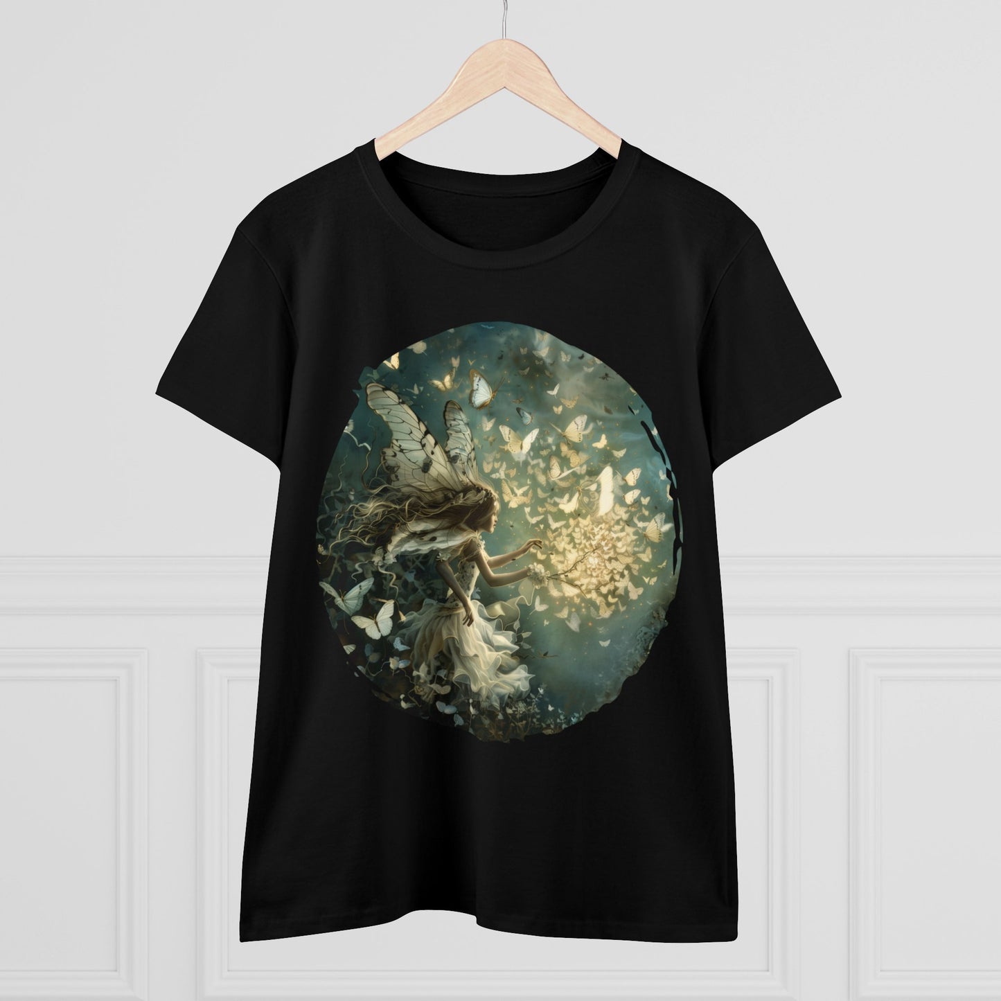 Fairy and Butterflies - Fantasy - Women's Midweight Cotton Tee