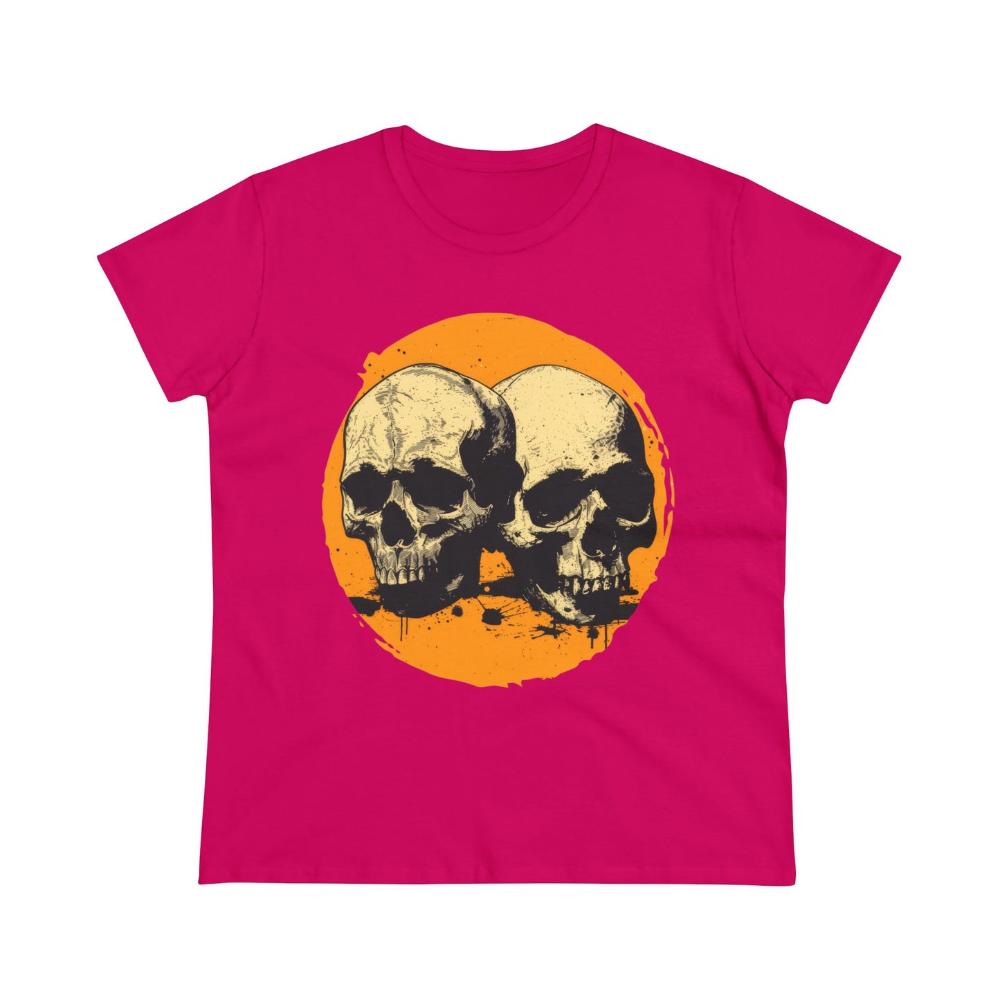 Skulls on Orange - Women's Midweight Cotton Tee