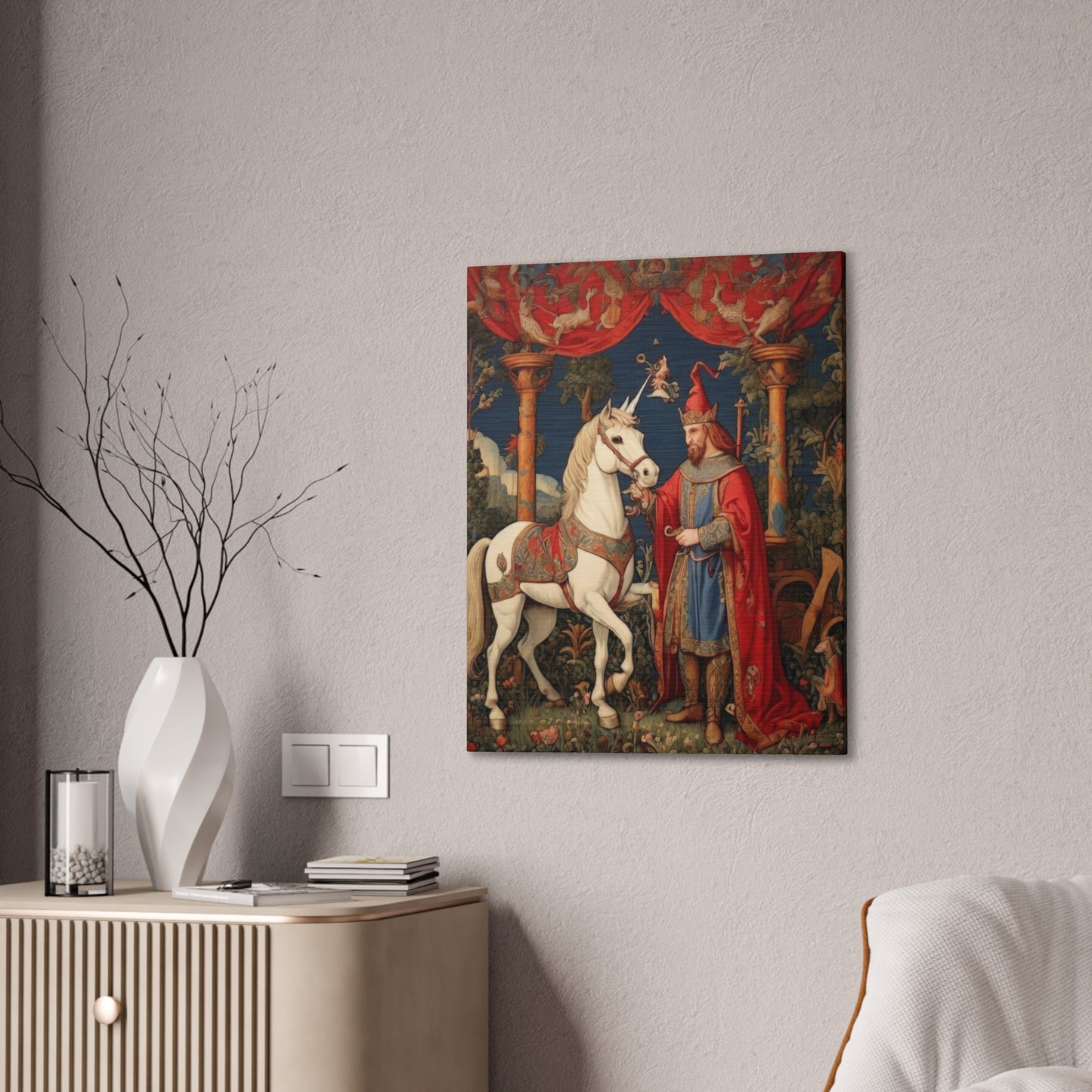 Mage and the Unicorn Tapestry - Canvas Stretched, 0.75"