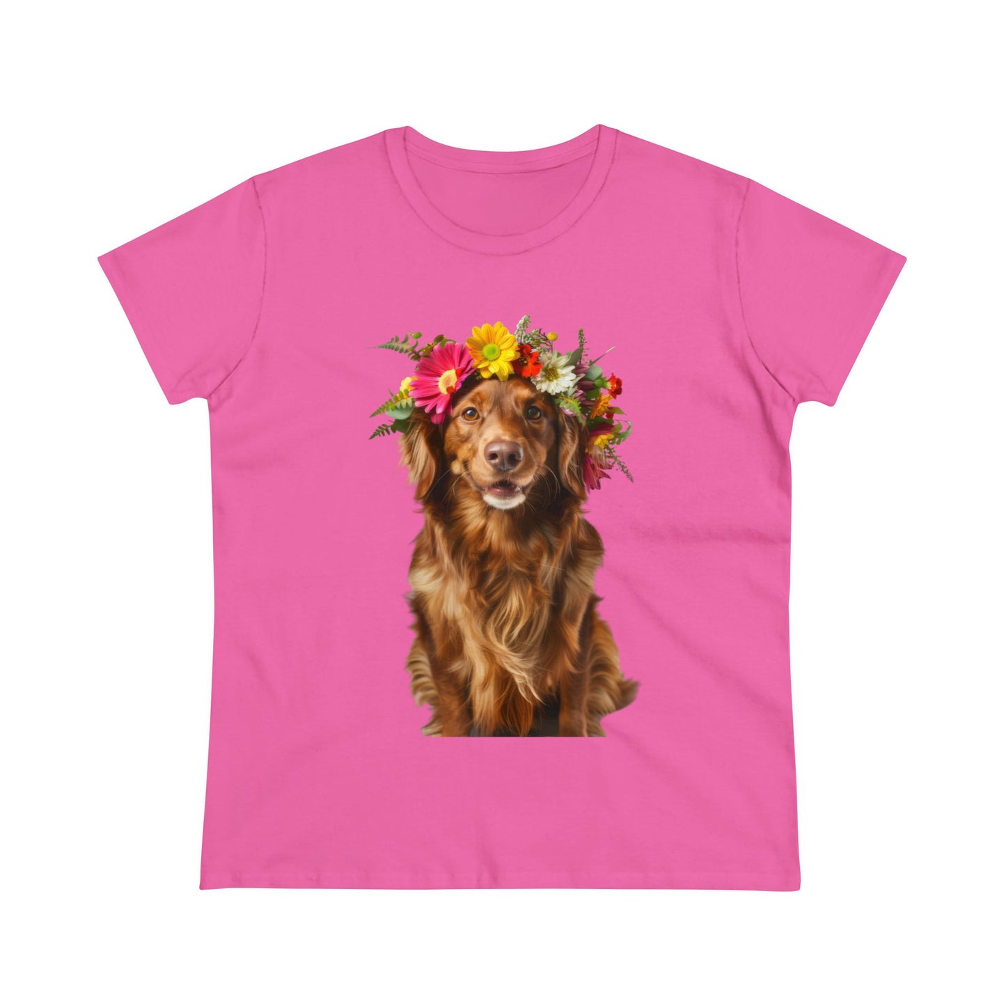 Dog's Flower Crown - Women's Midweight Cotton Tee