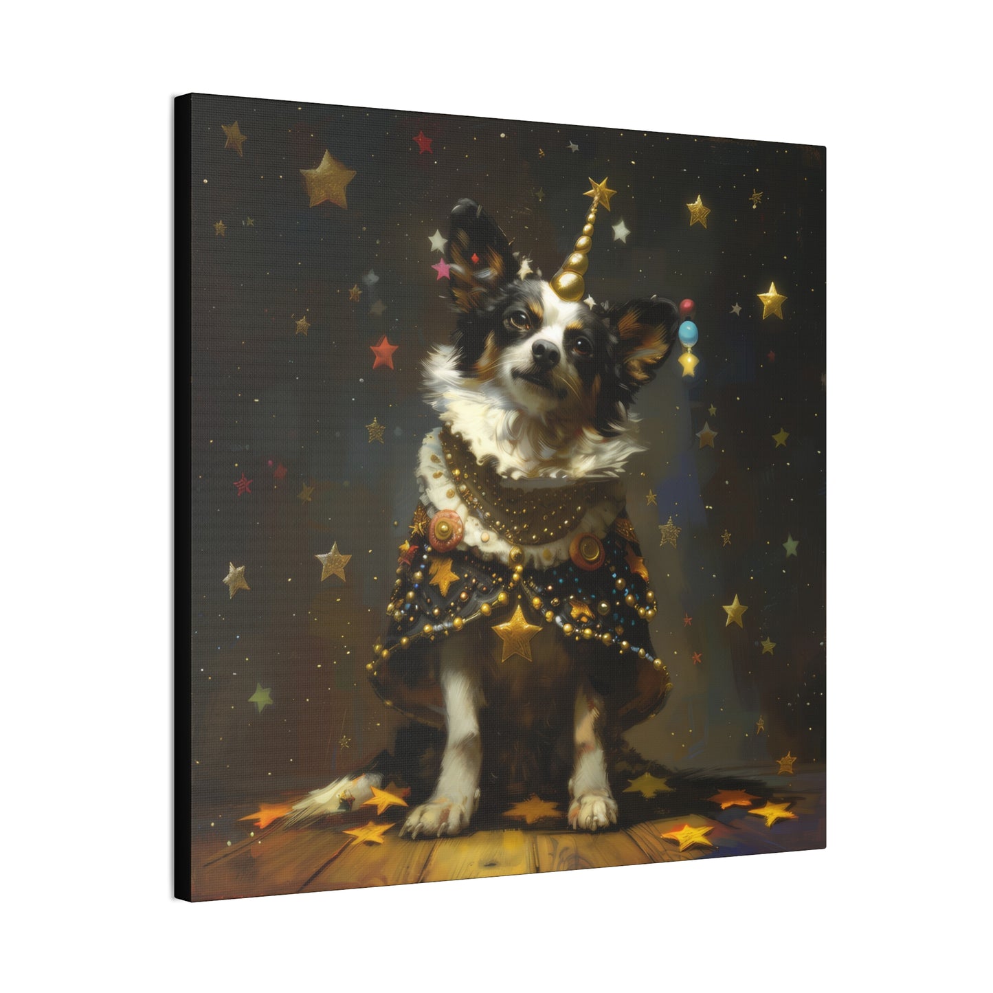 Star Dog Celebration - Canvas Stretched, 0.75"