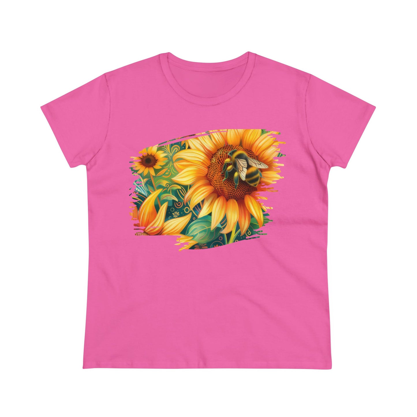 Sunflowers and Bee - Women's Midweight Cotton Tee