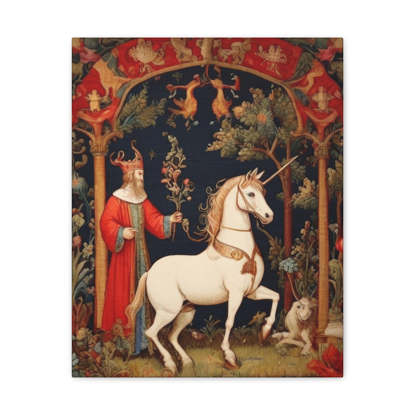 Wizard and the Unicorn Tapestry - Canvas Stretched, 0.75"