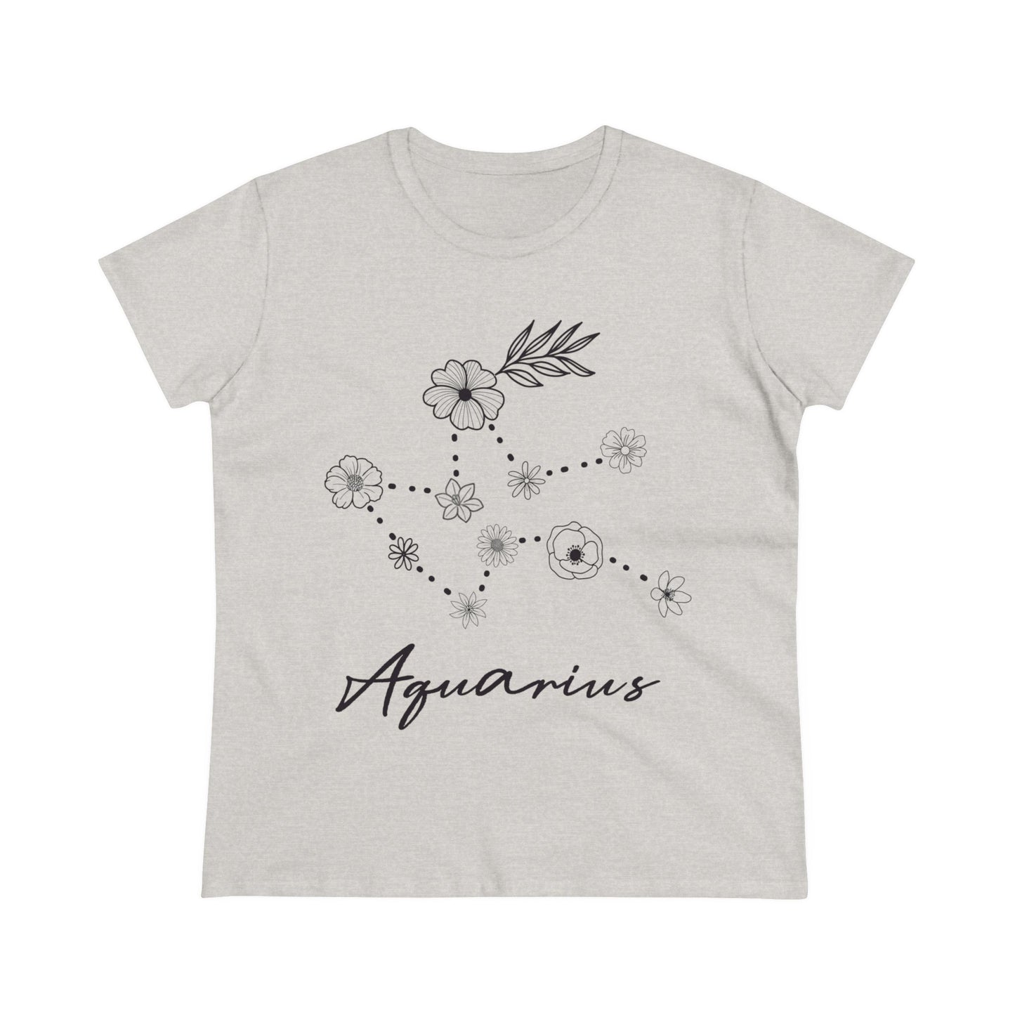 Flower Constellation - Aquarius - Astrology - Women's Midweight Cotton Tee