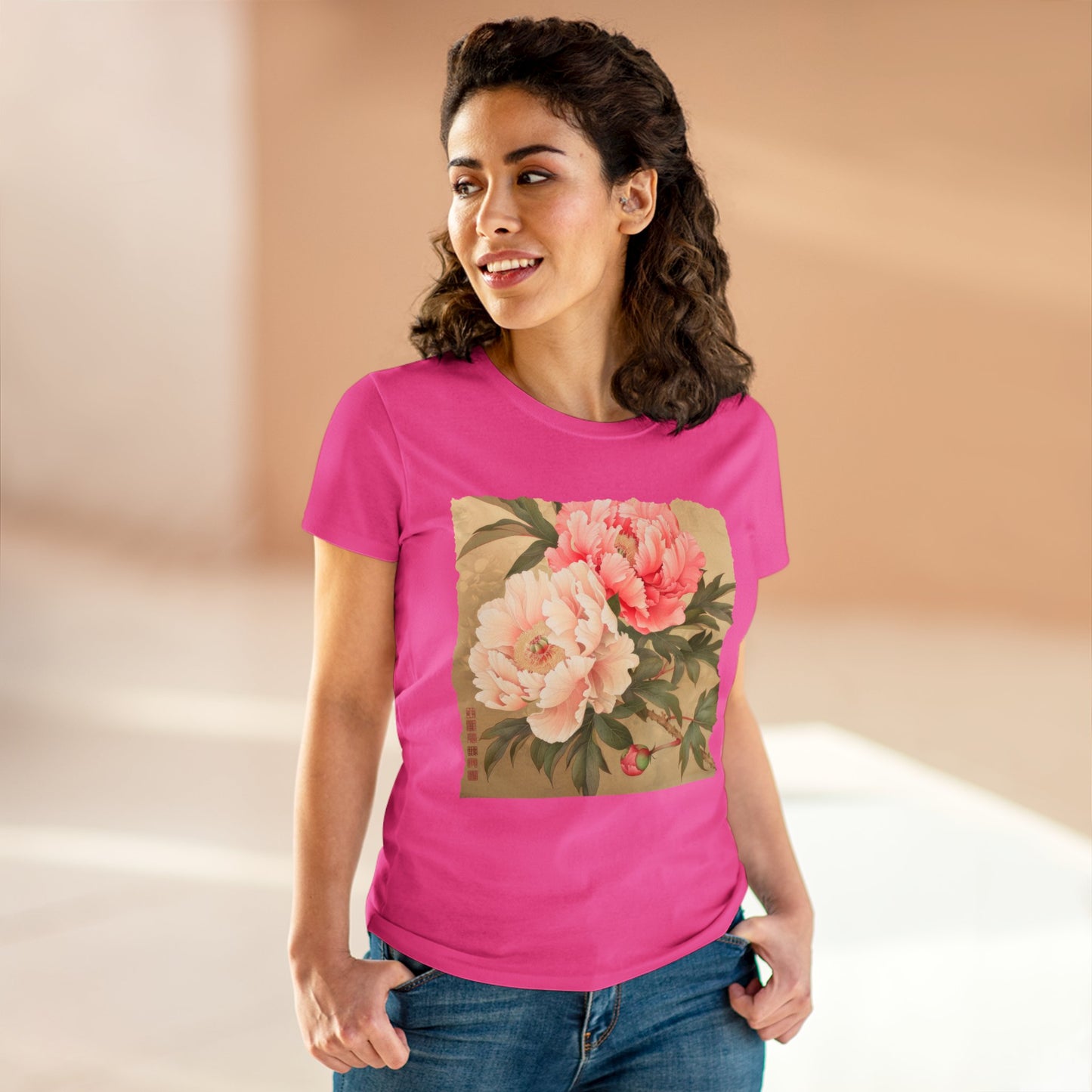 Peony - Flower - Women's Midweight Cotton Tee