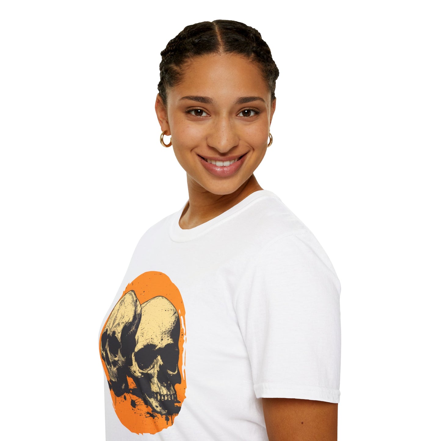 Skulls on Orange - Unisex Softstyle T-Shirt