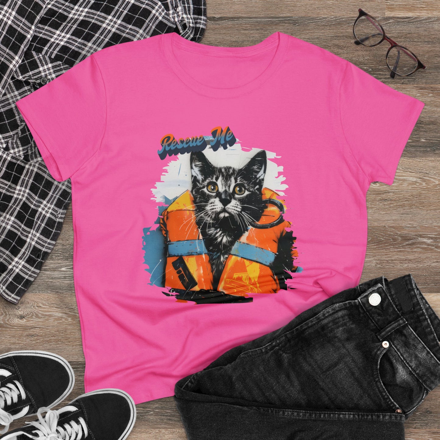 Rescue Cat - Women's Midweight Cotton Tee