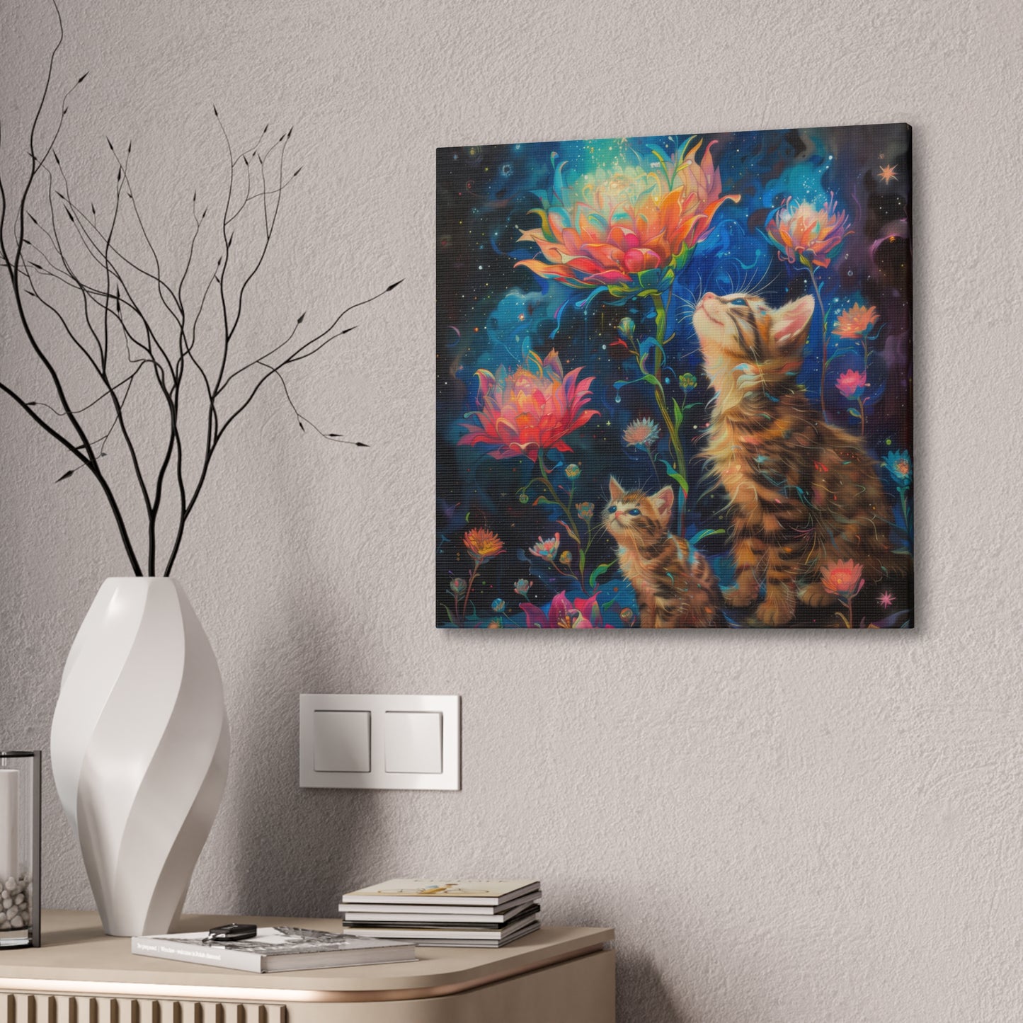 Cats and Flowers - Canvas Stretched, 0.75"