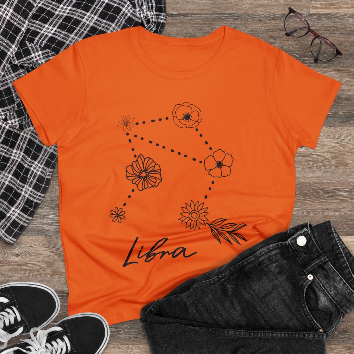 Flower Constellation - Libra - Astrology - Women's Midweight Cotton Tee