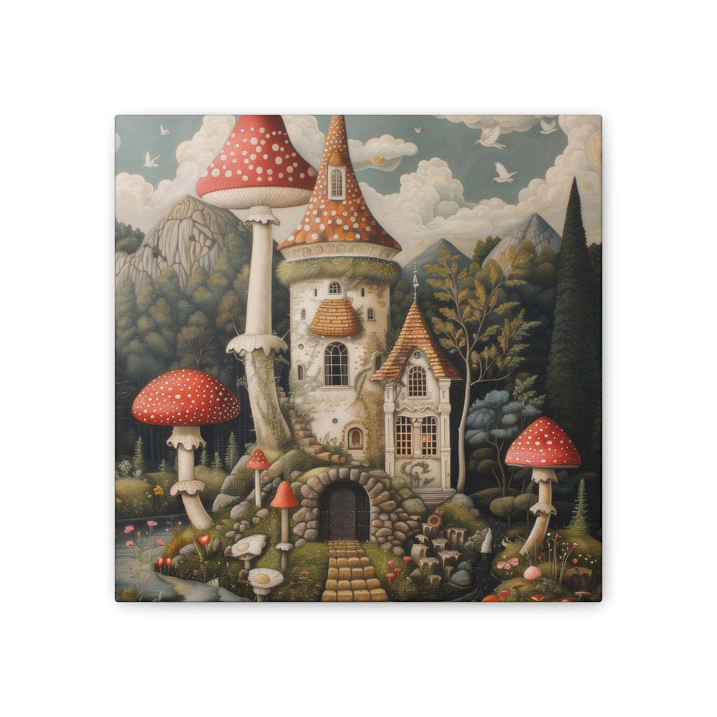 Mushroom House - Canvas Stretched, 0.75"