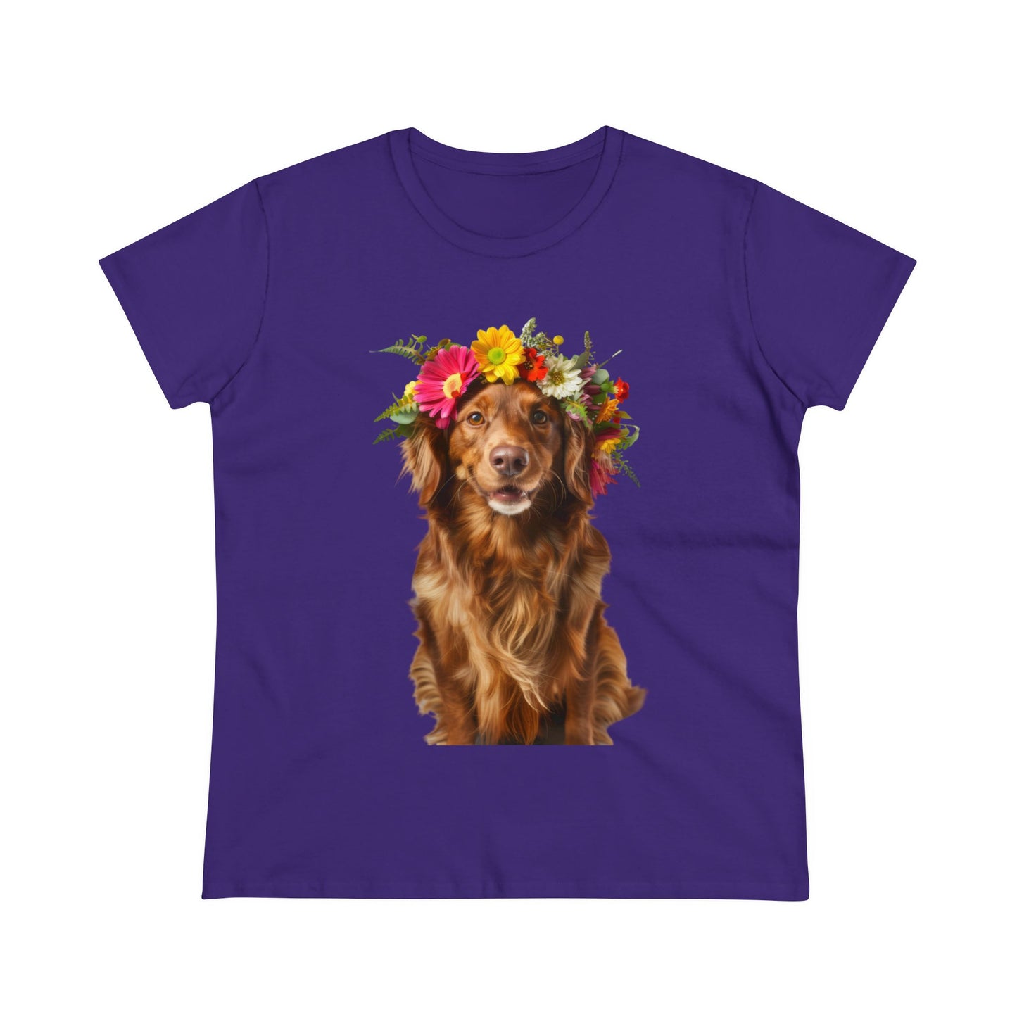 Dog's Flower Crown - Women's Midweight Cotton Tee