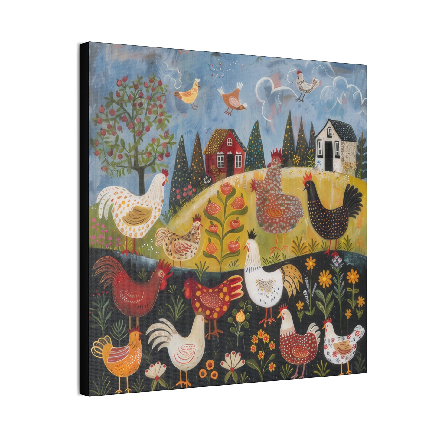 Chickens - Canvas Stretched, 0.75" - Canvas Stretched, 0.75"