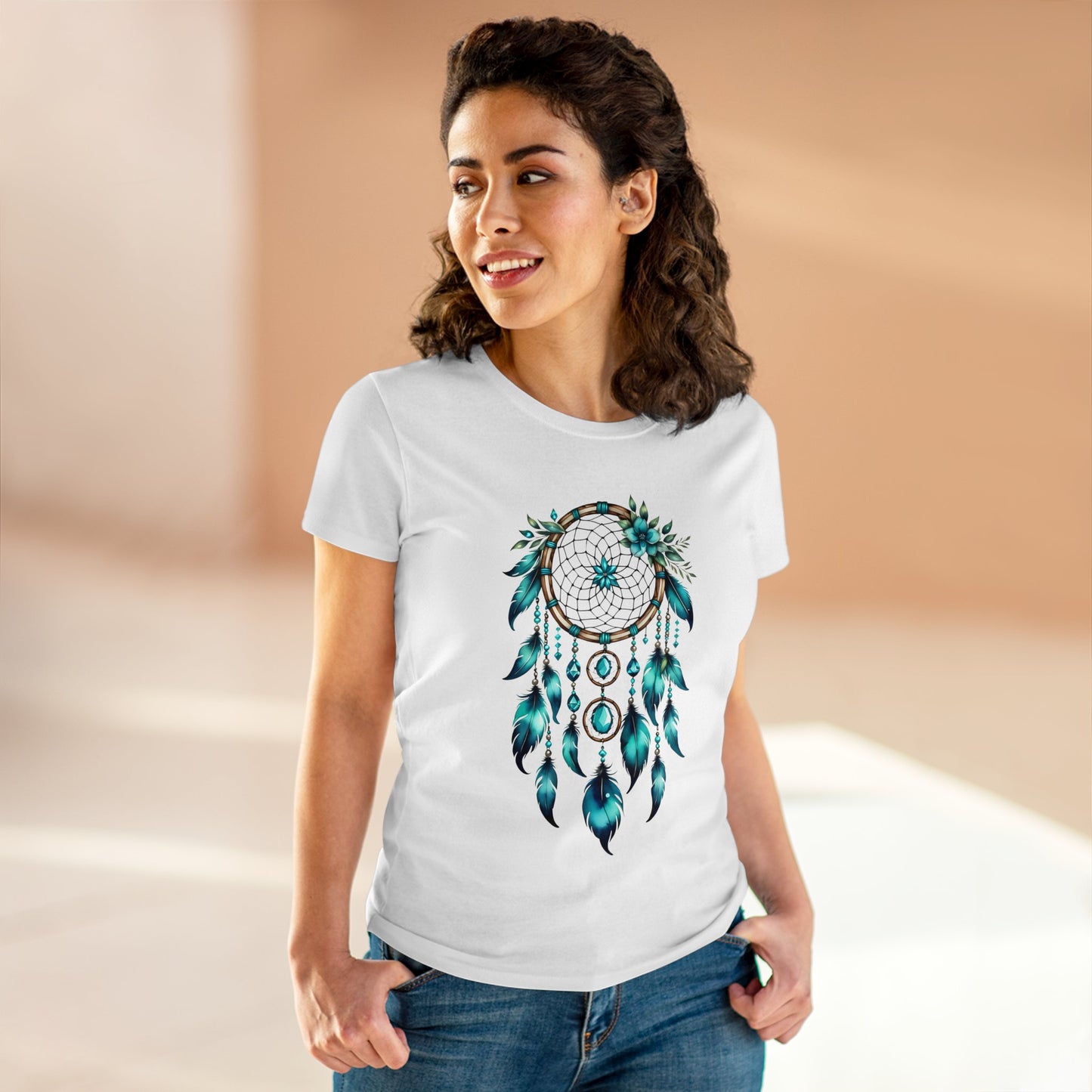Turquoise Dream Catcher - Sagittarius - Astrology - Women's Midweight Cotton Tee