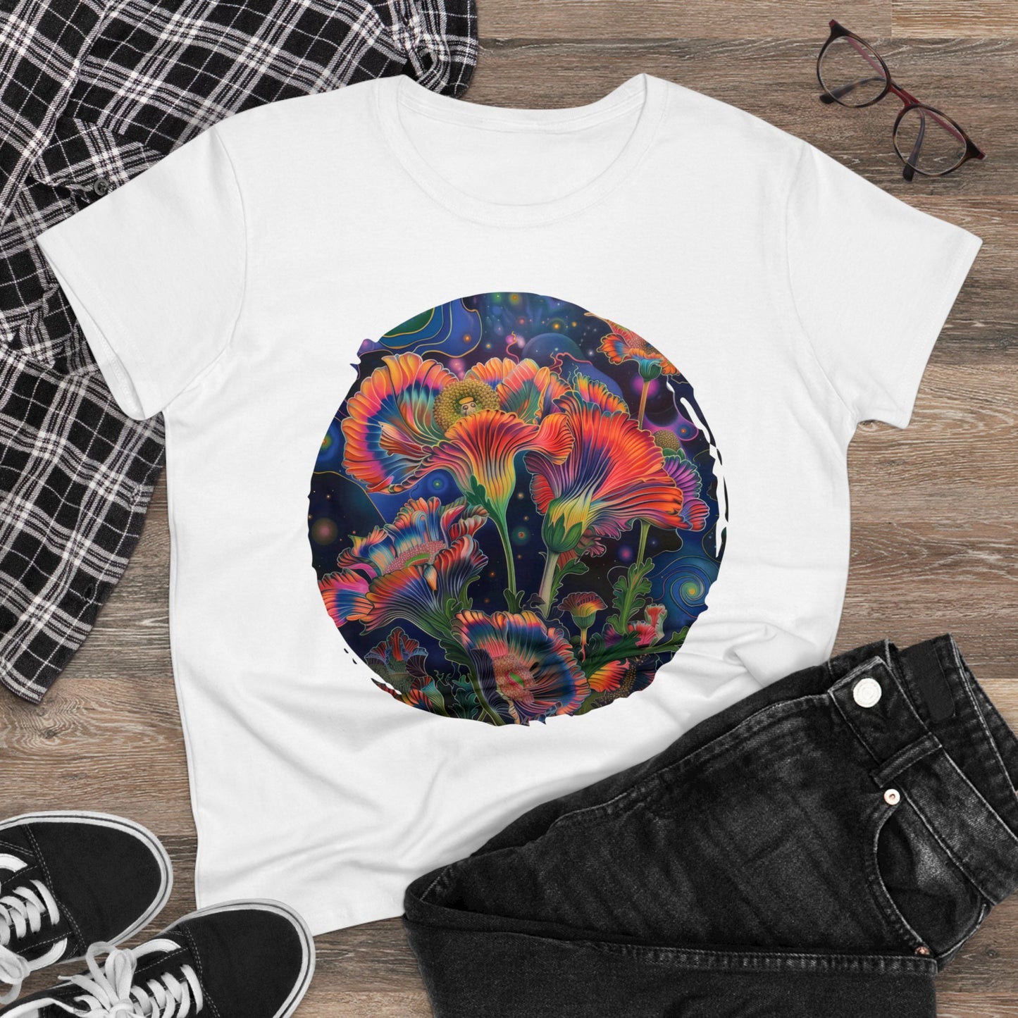 Pastel Flowers - Women's Midweight Cotton Tee