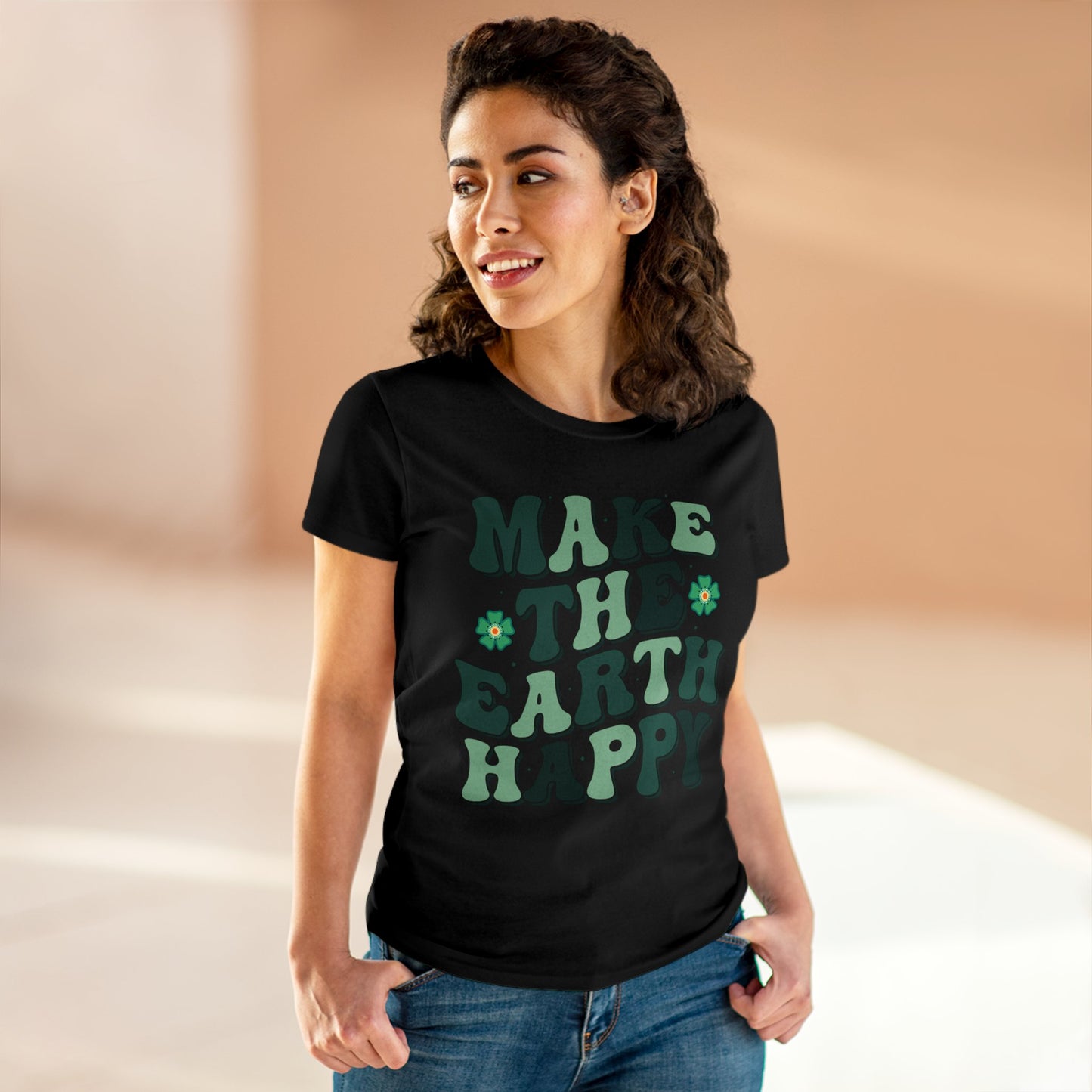 Make the Earth Happy - Gardening - Women's Midweight Cotton Tee