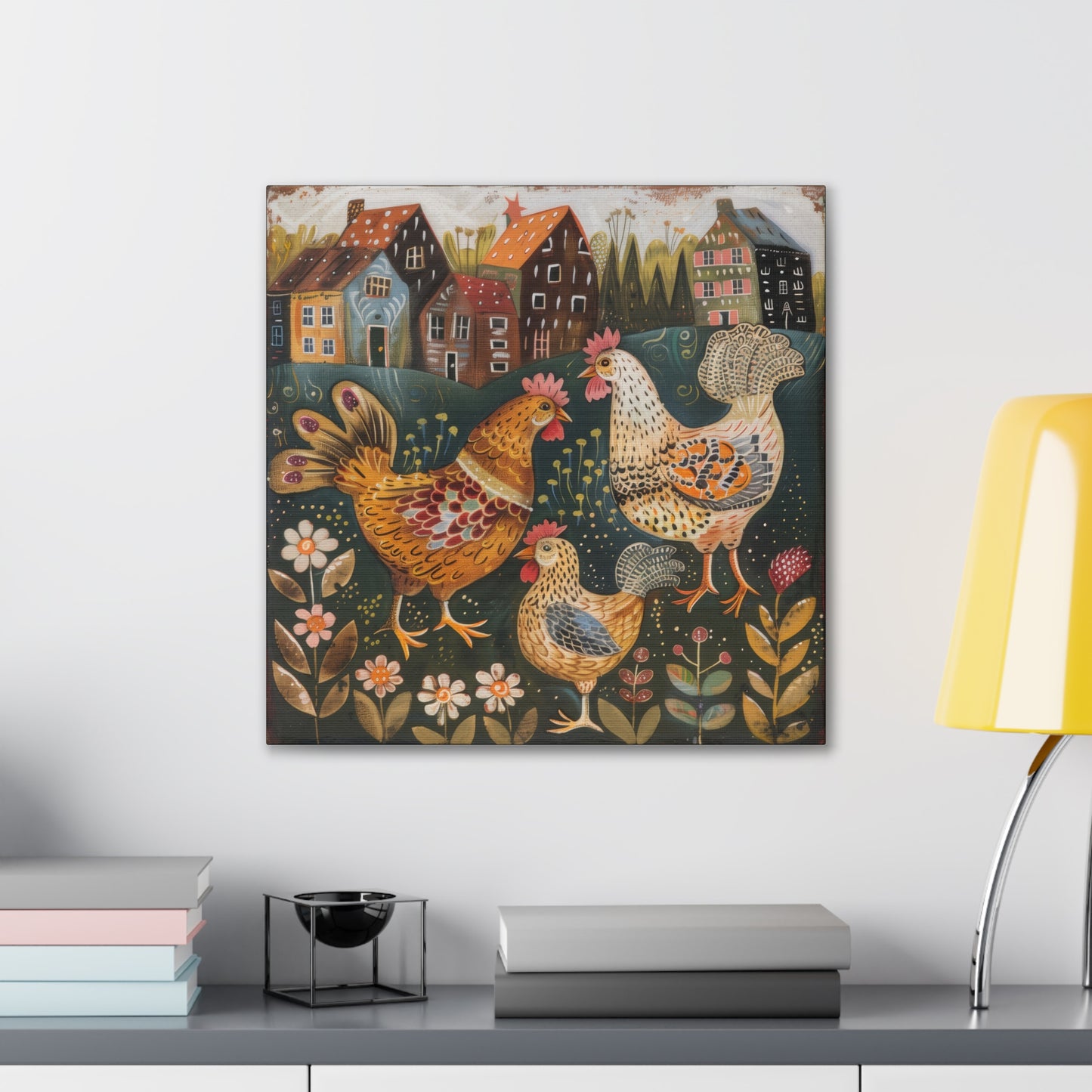 Chickens - Canvas Stretched, 0.75" - Canvas Stretched, 0.75"