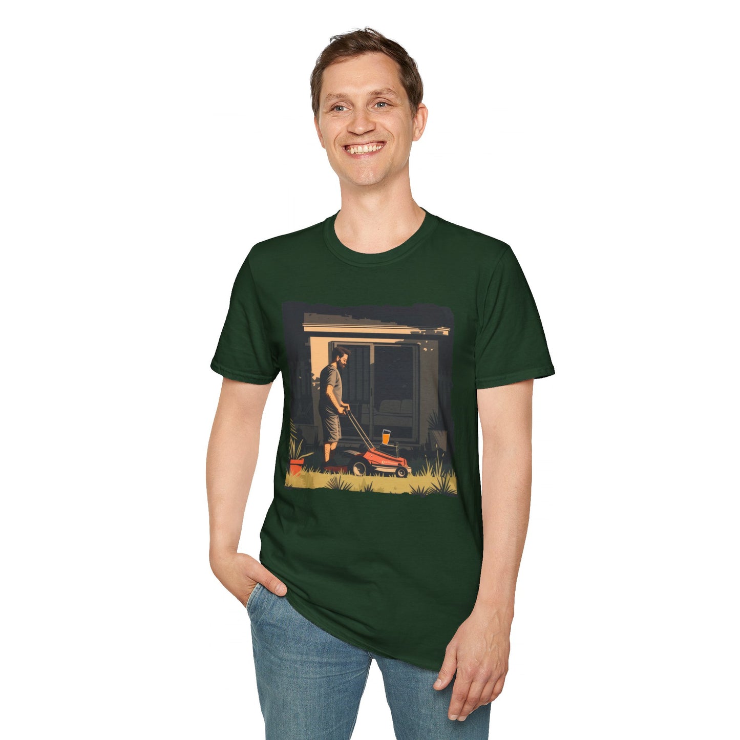 Beer and Lawnmowing - Unisex Softstyle T-Shirt