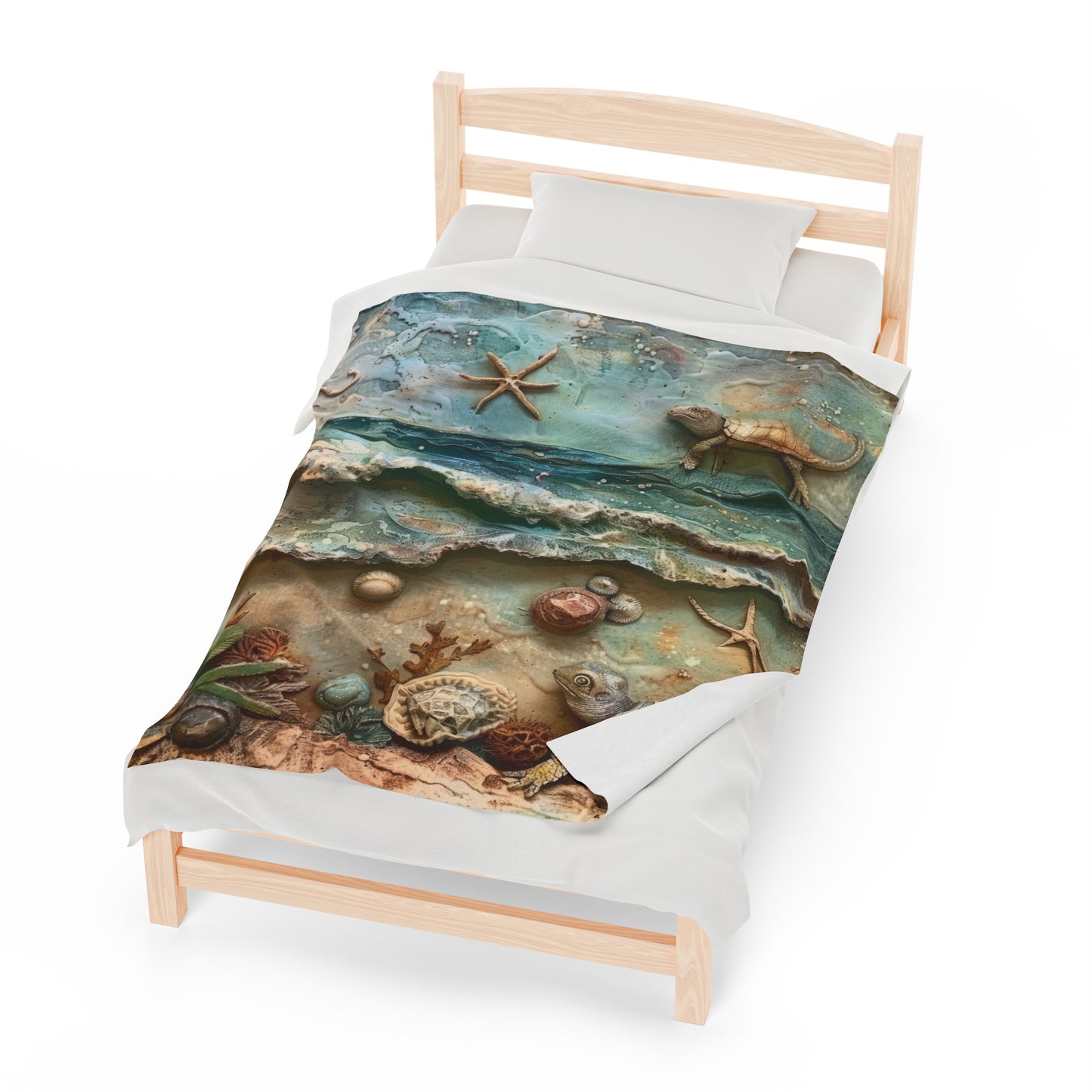 Summer Beach Scene Velveteen Plush Blanket