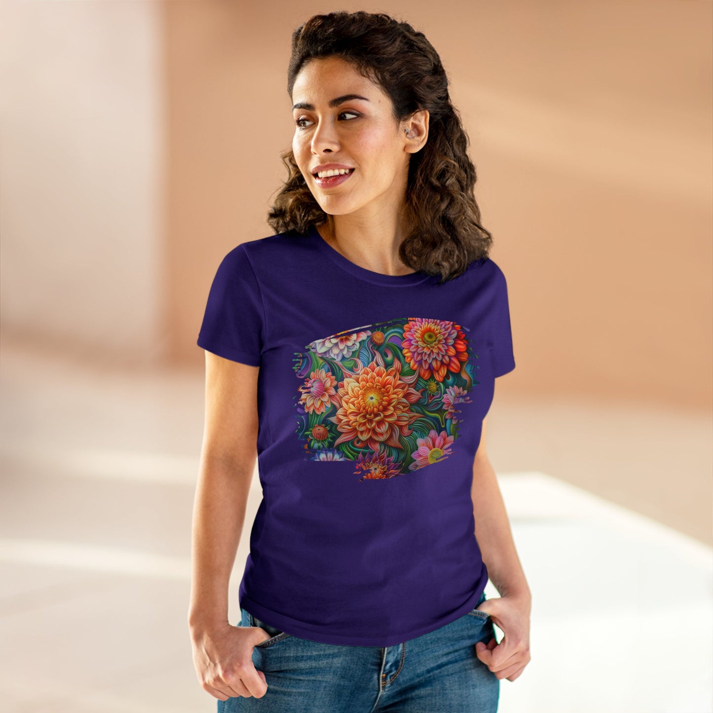 Pastel Flowers - Women's Midweight Cotton Tee