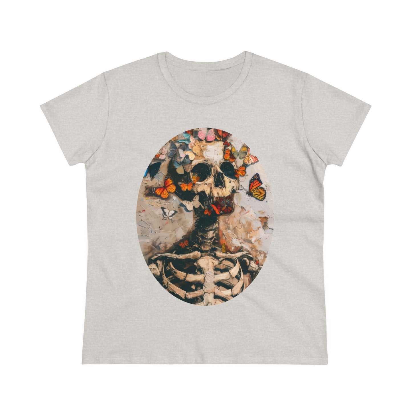 Skeleton and Butterflies - Women's Midweight Cotton Tee