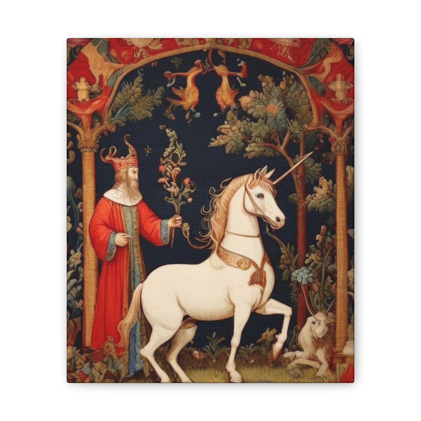 Wizard and the Unicorn Tapestry - Canvas Stretched, 0.75"