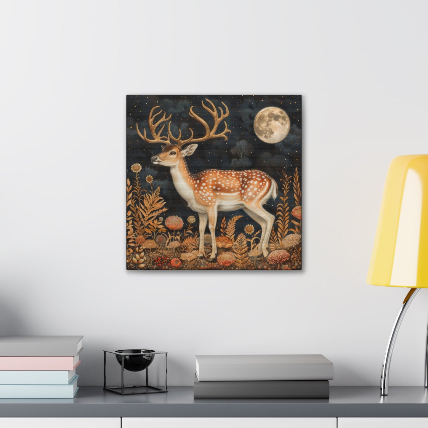 Deer and Moon - Canvas Stretched, 0.75"