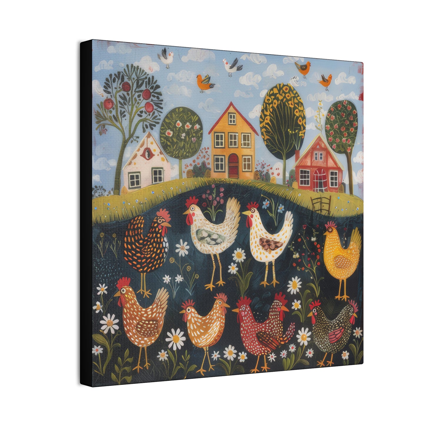 Chickens - Canvas Stretched, 0.75" - Canvas Stretched, 0.75"