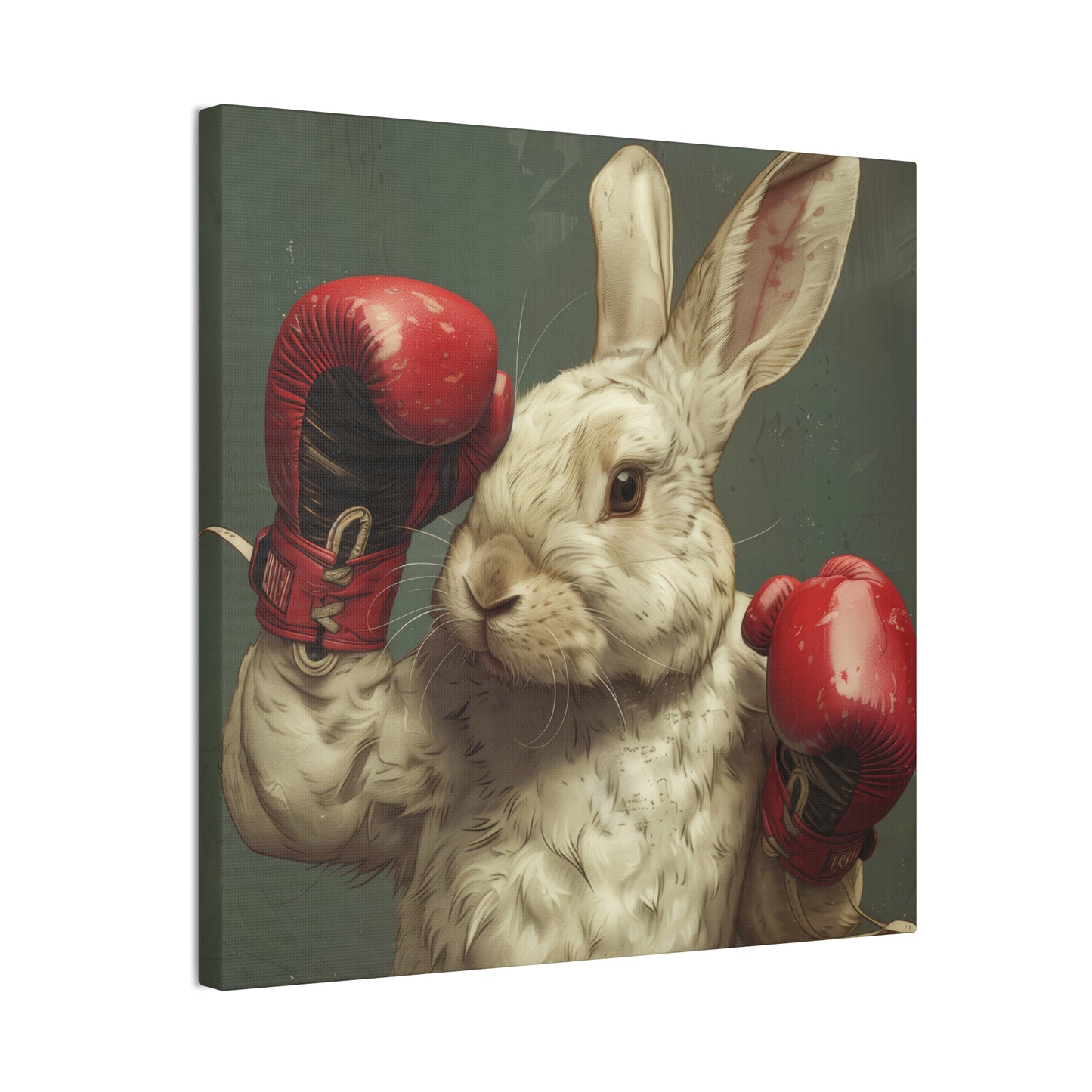 Bunny Pugilist - Canvas Stretched, 0.75"