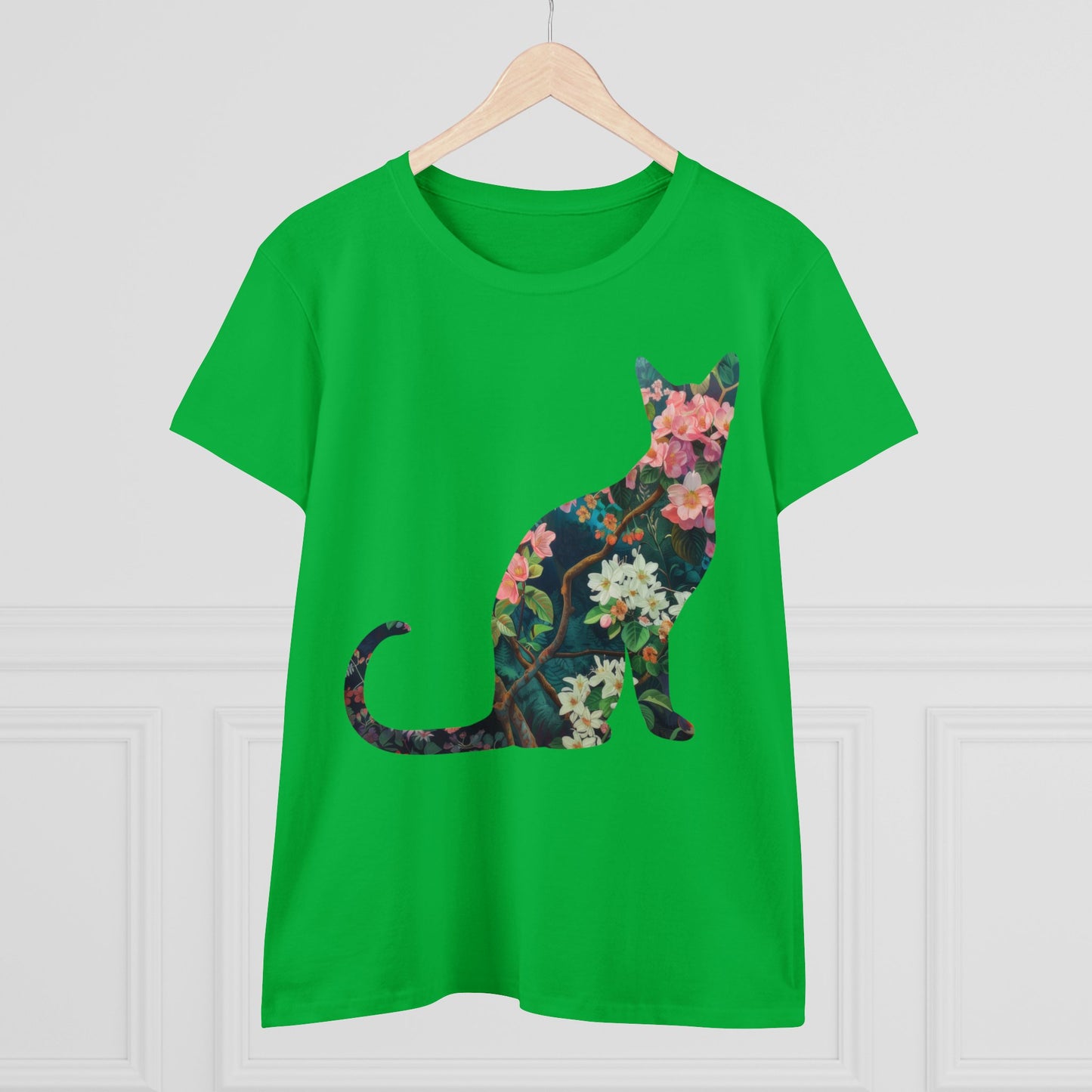 Flowery Cat - Women's Midweight Cotton Tee