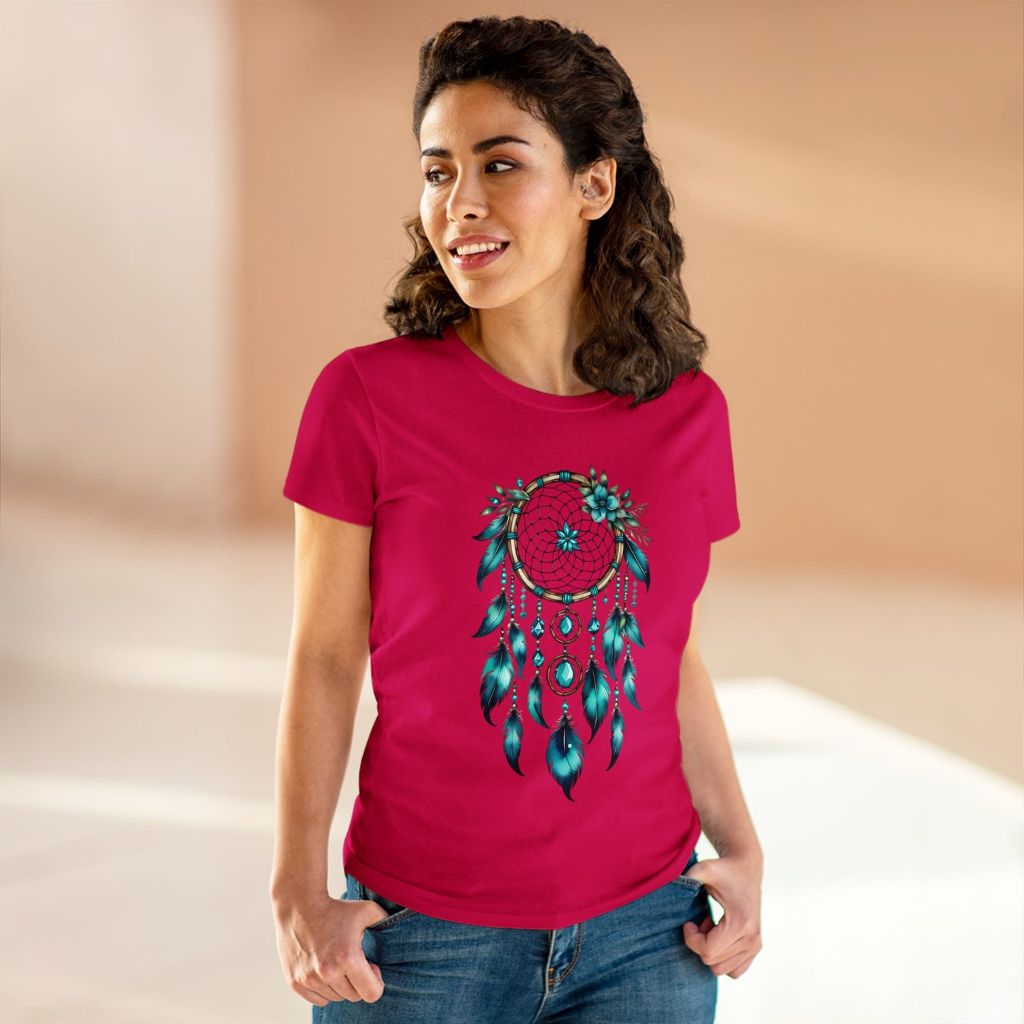 Turquoise Dream Catcher - Sagittarius - Astrology - Women's Midweight Cotton Tee