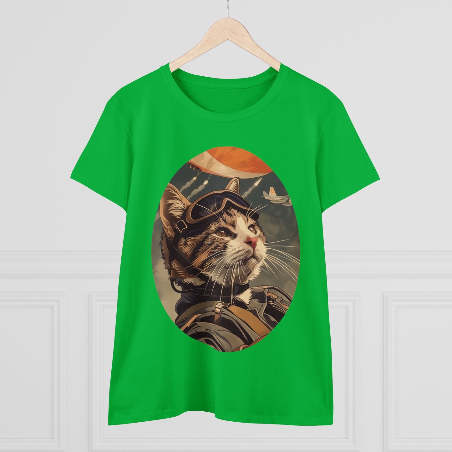 Kitty Fighter Pilot - Women's Midweight Cotton Tee