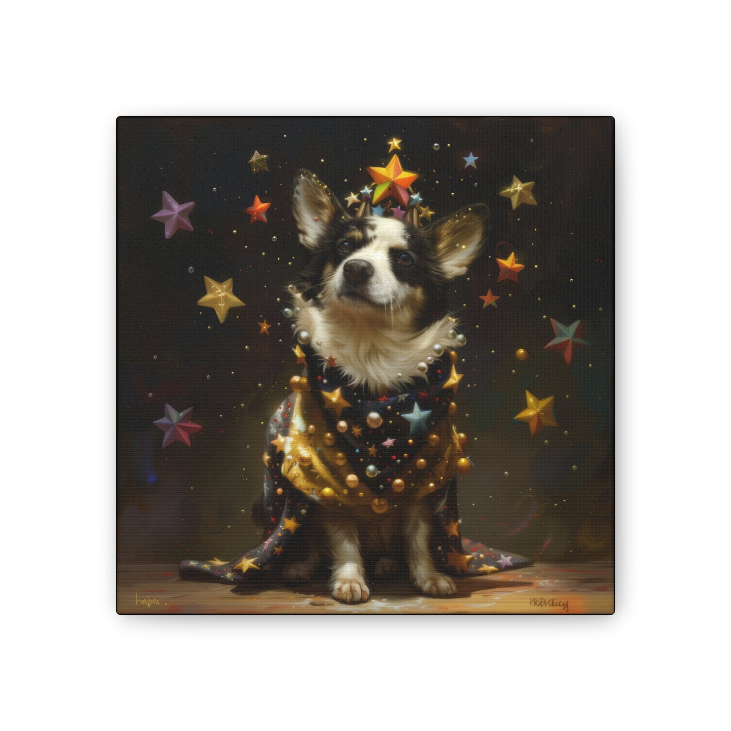 Star Dog Celebration - Canvas Stretched, 0.75"