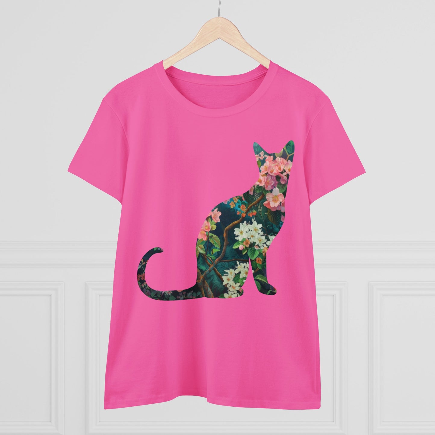 Flowery Cat - Women's Midweight Cotton Tee